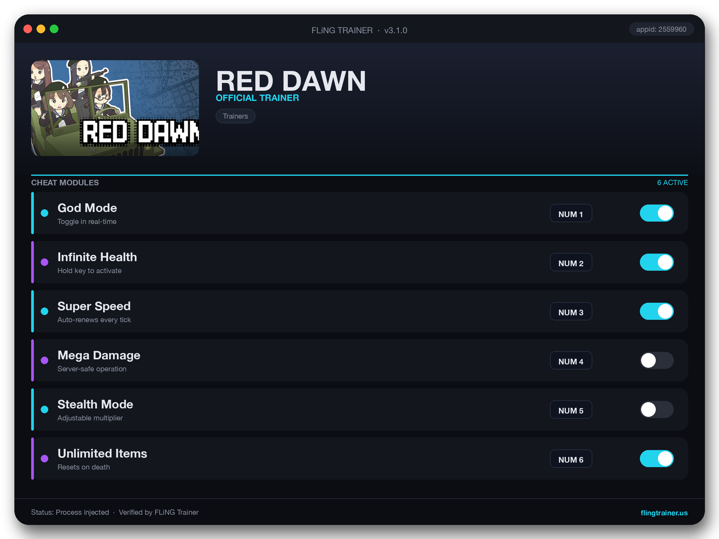RED DAWN Trainer interface