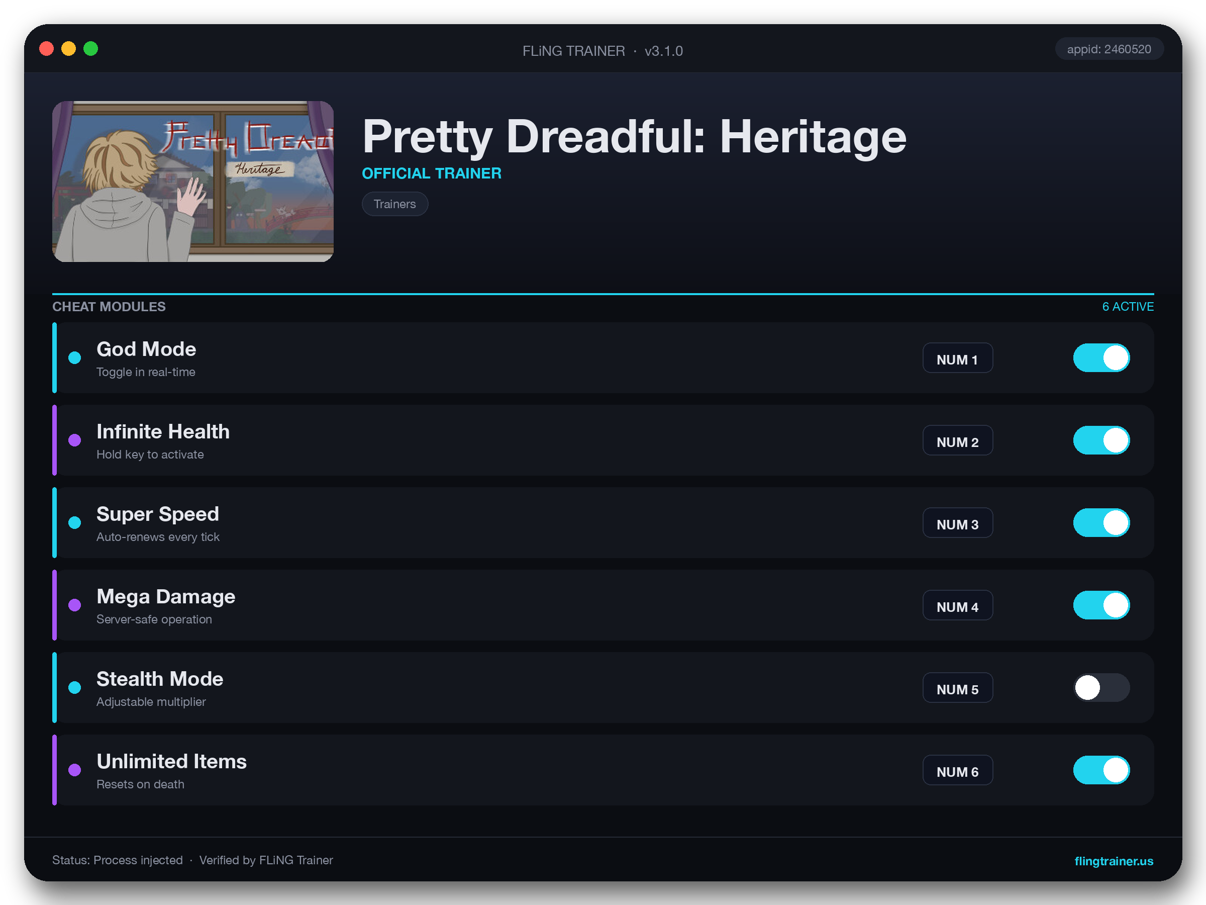 Pretty Dreadful: Heritage Trainer interface