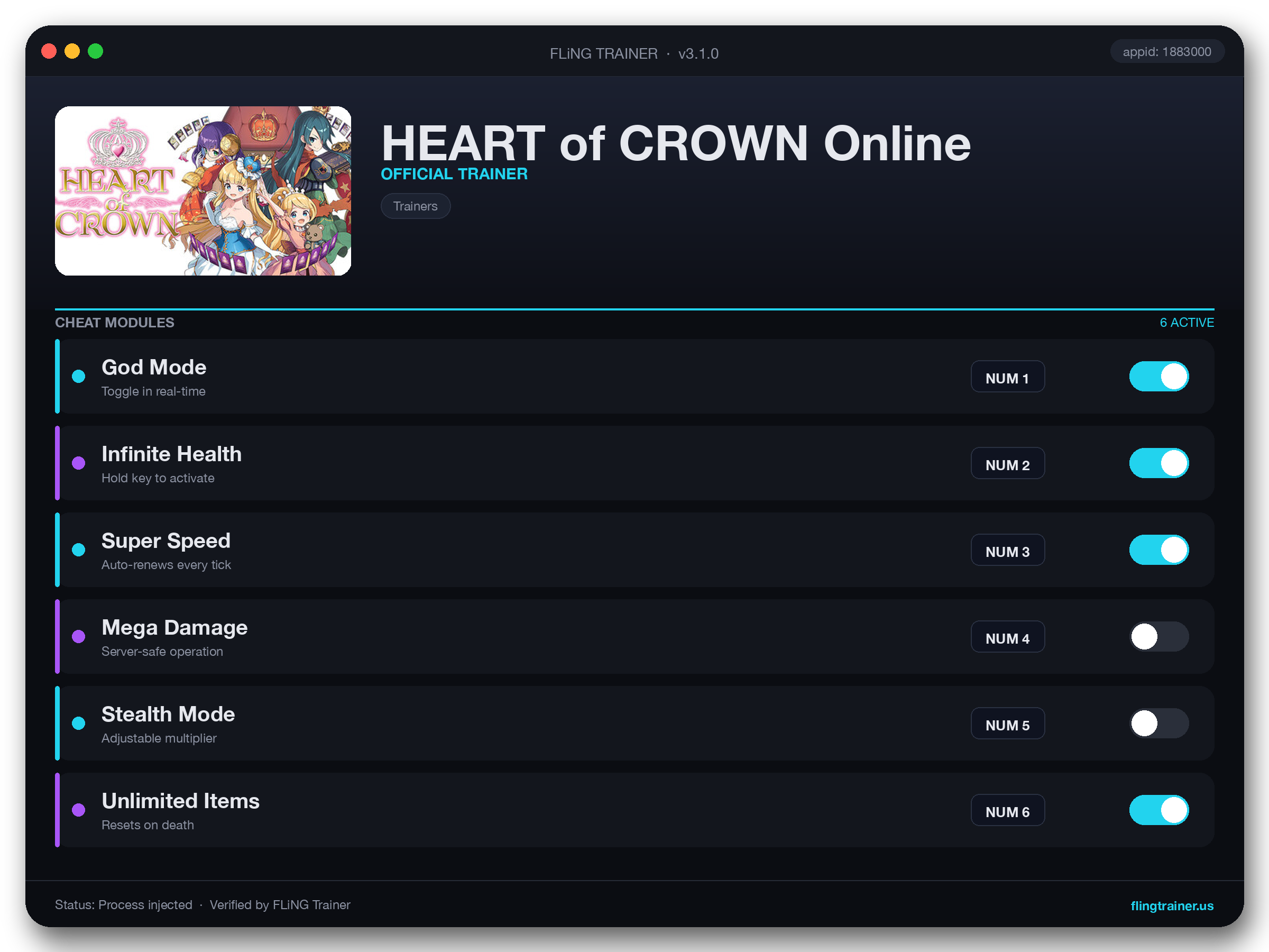 HEART of CROWN Online Trainer interface