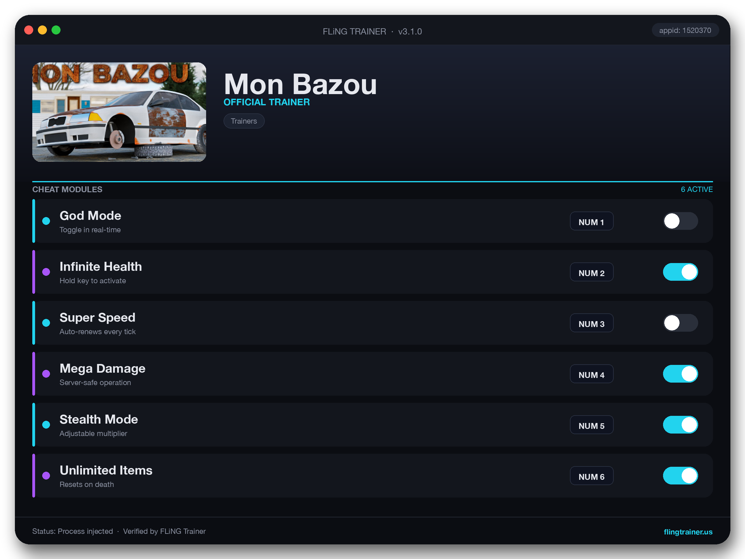 Mon Bazou Trainer interface