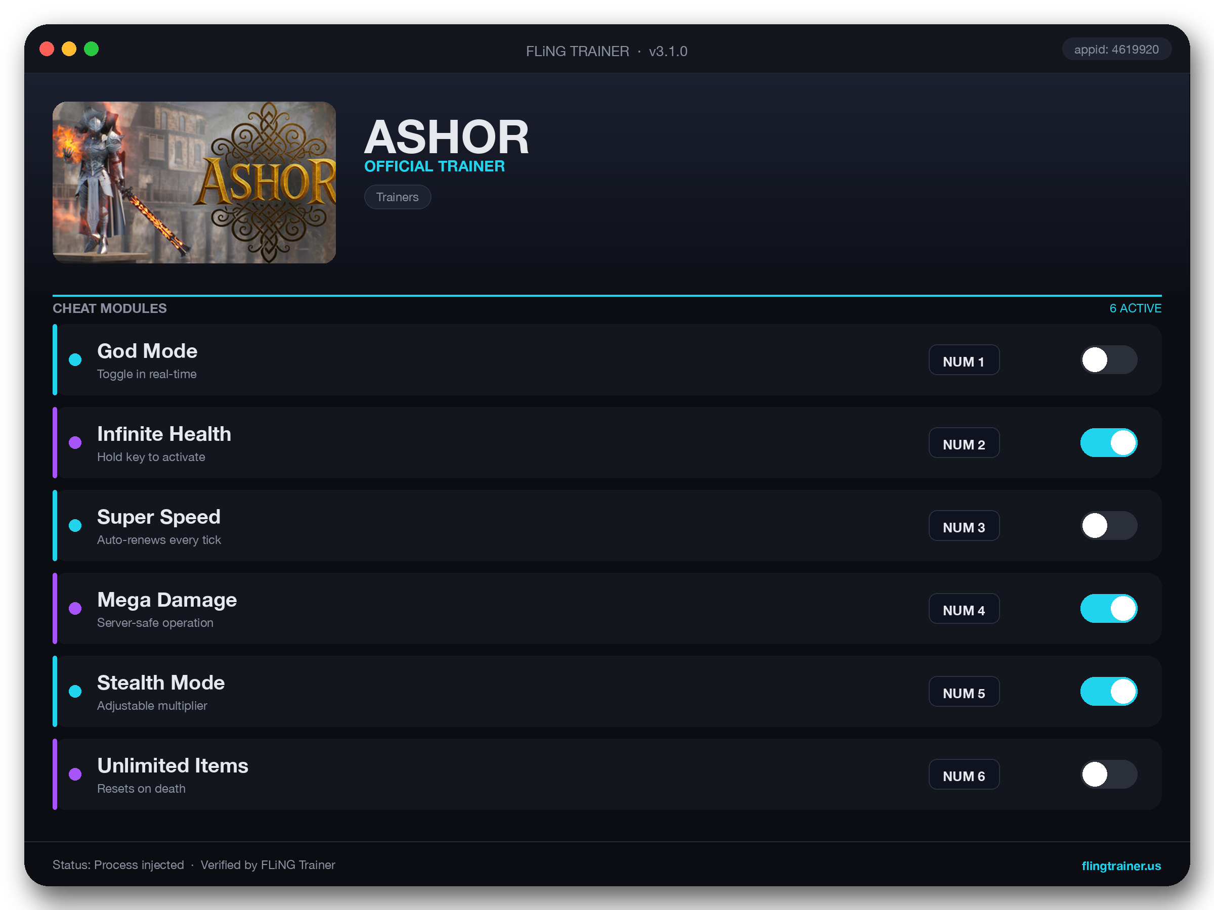 ASHOR Trainer interface