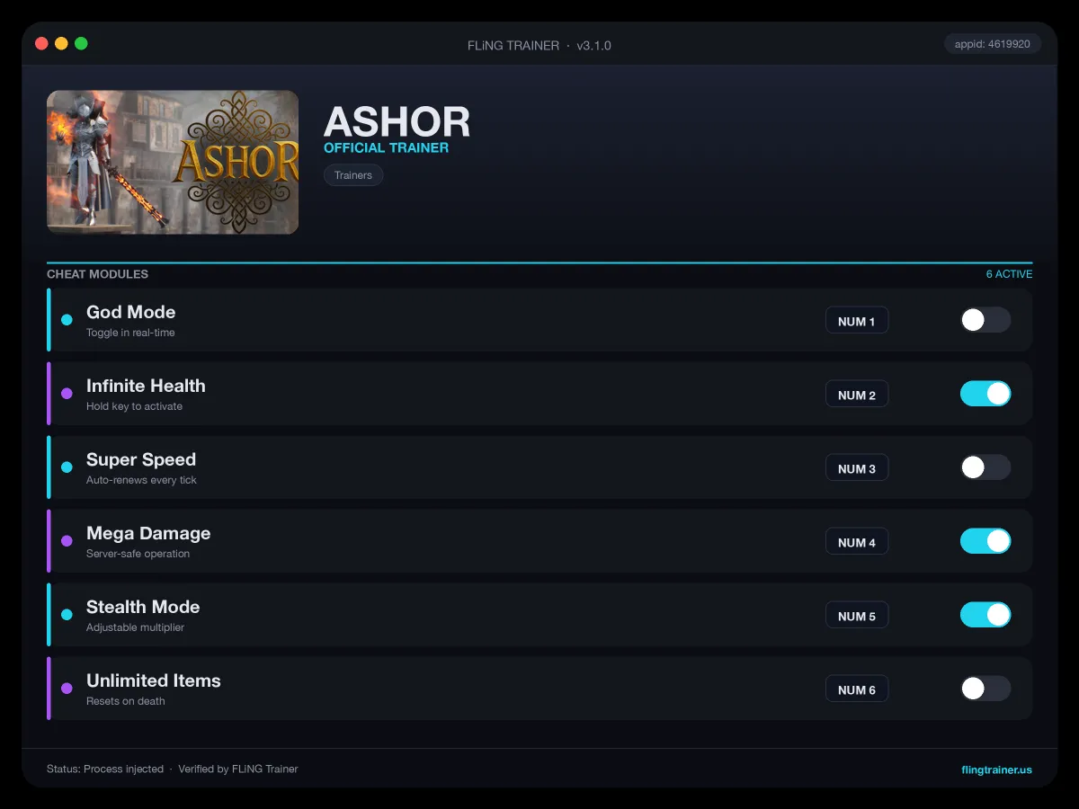 ASHOR Trainer interface