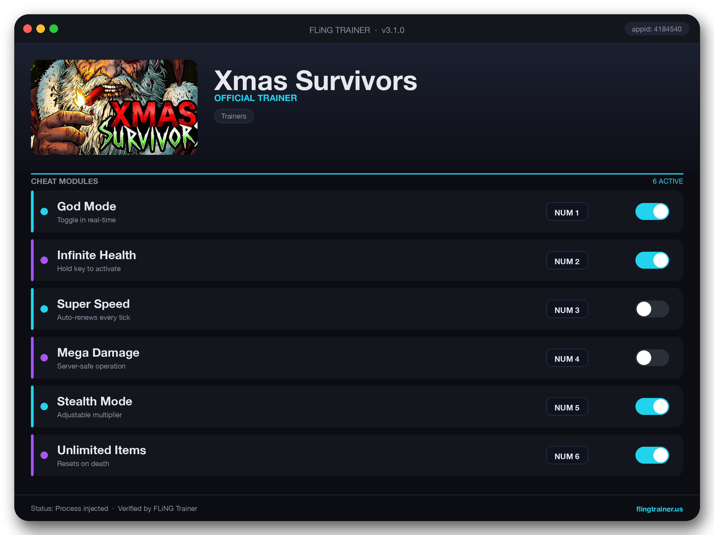 Xmas Survivors Trainer interface