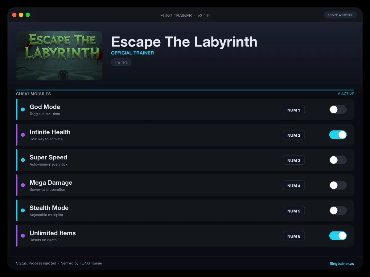 Escape The Labyrinth Trainer interface