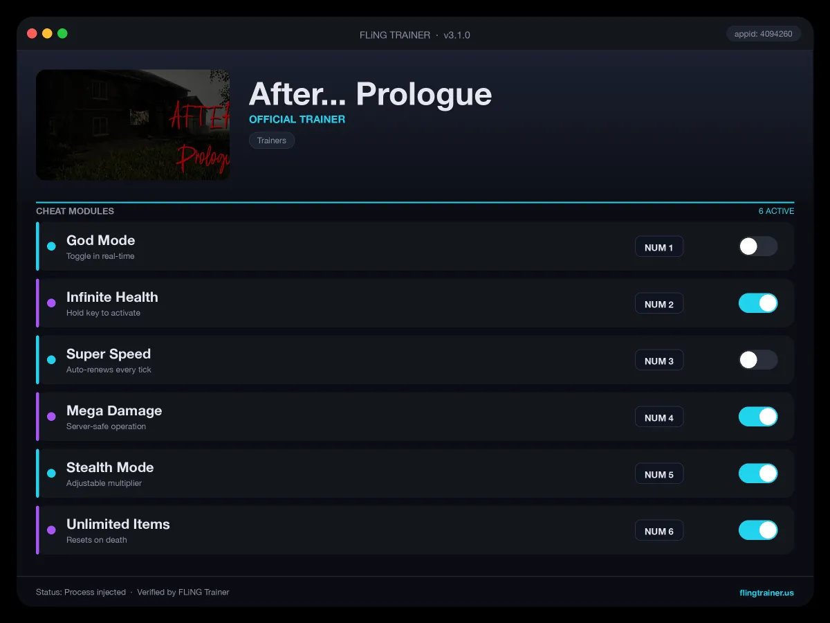 After... Prologue Trainer interface