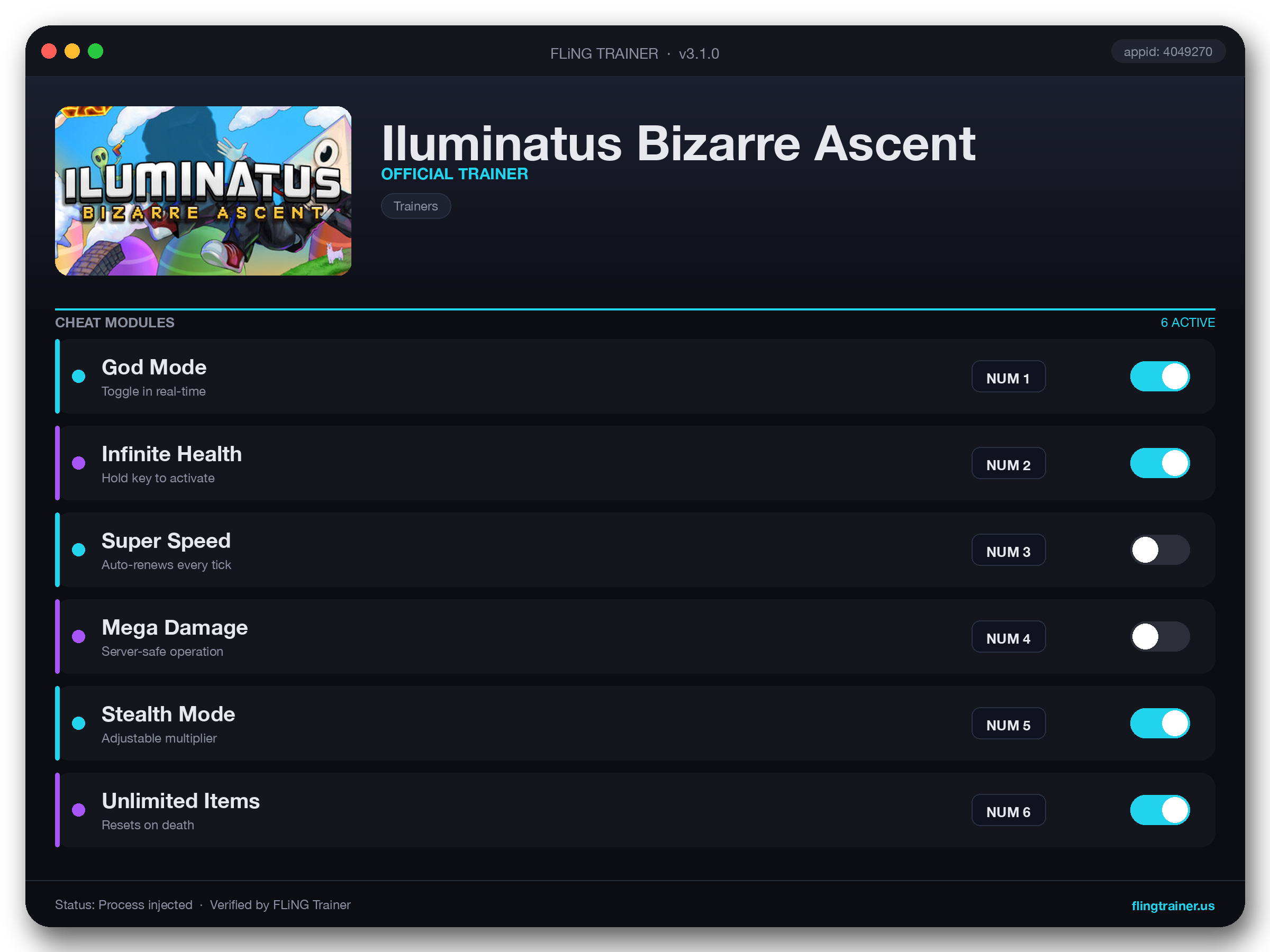 Iluminatus Bizarre Ascent Trainer interface