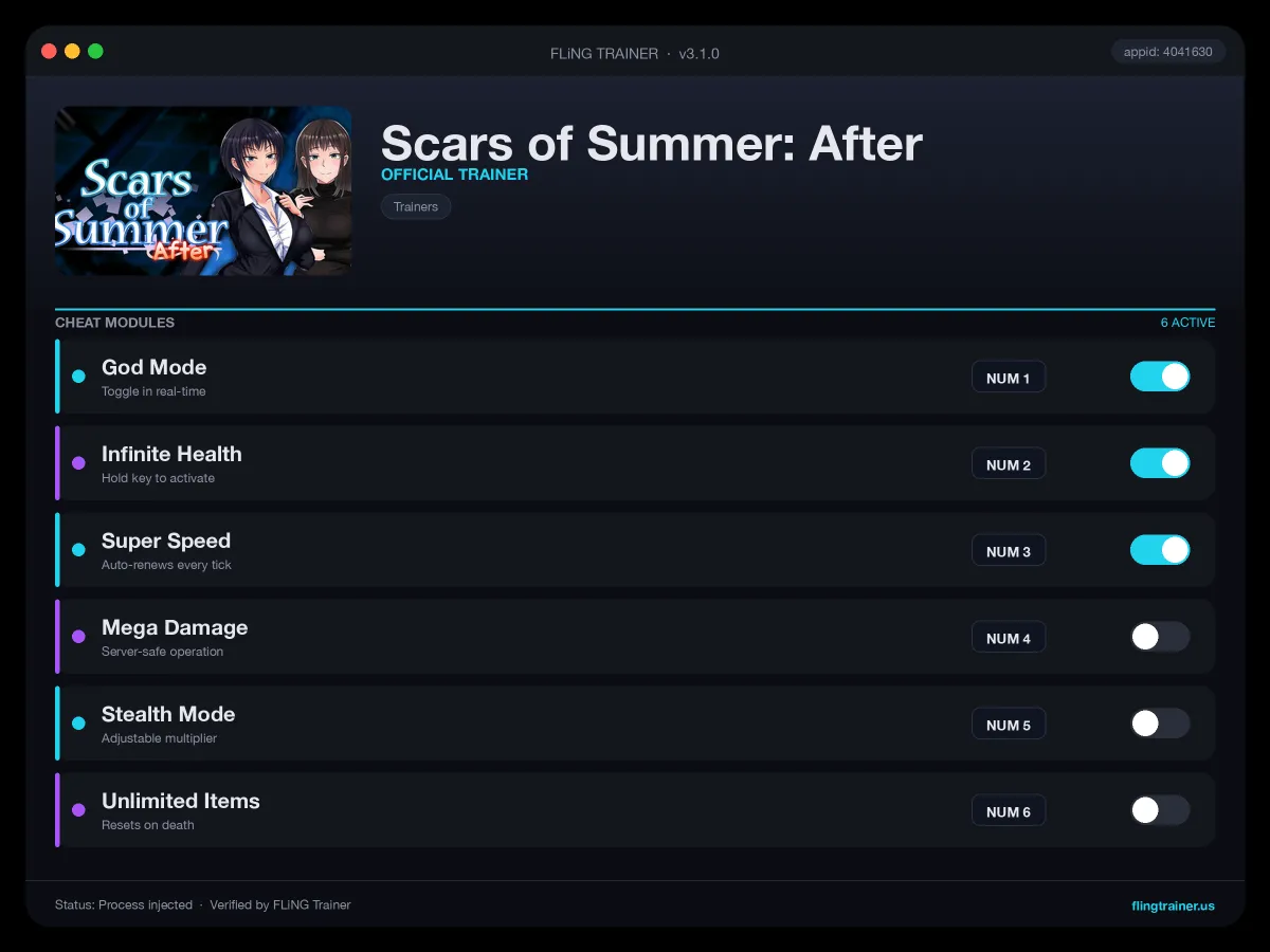 Scars of Summer: After Trainer interface