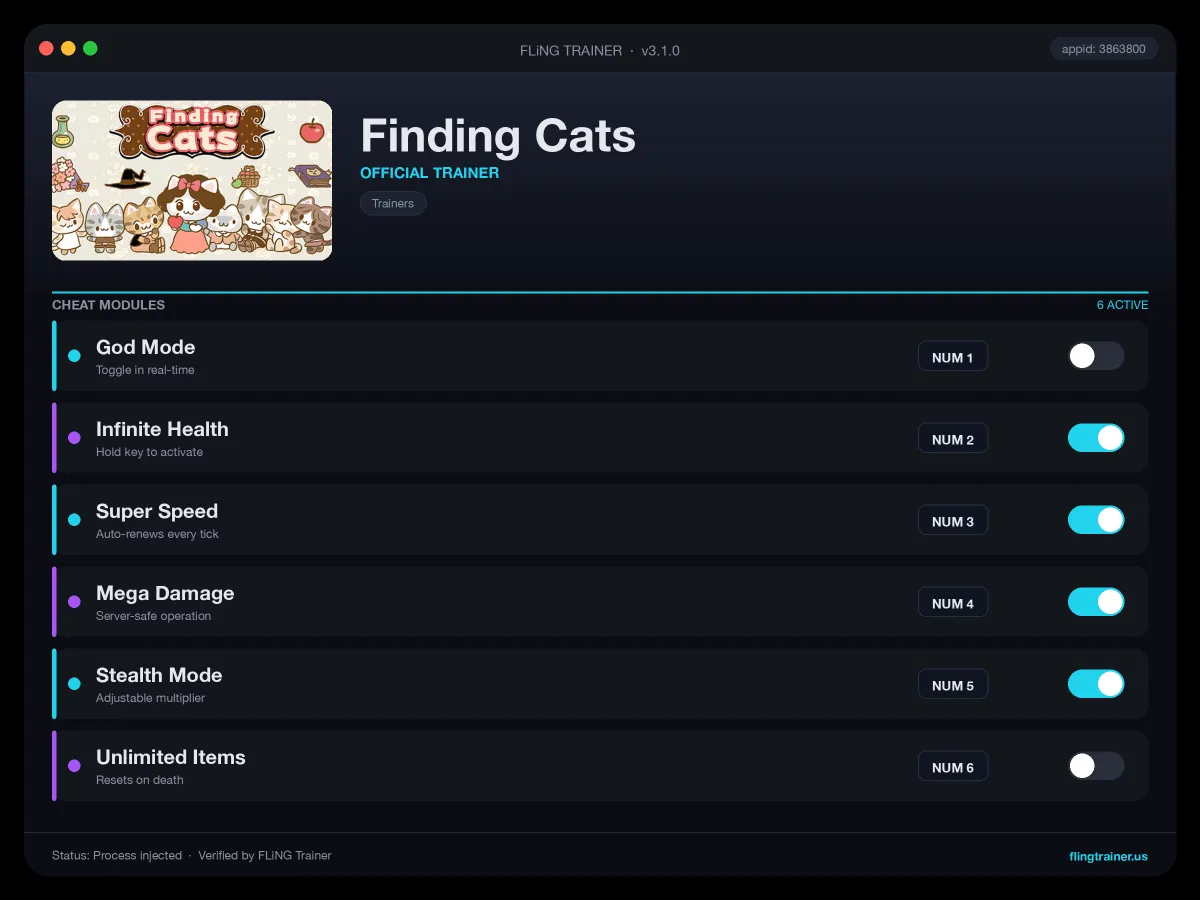Finding Cats Trainer interface