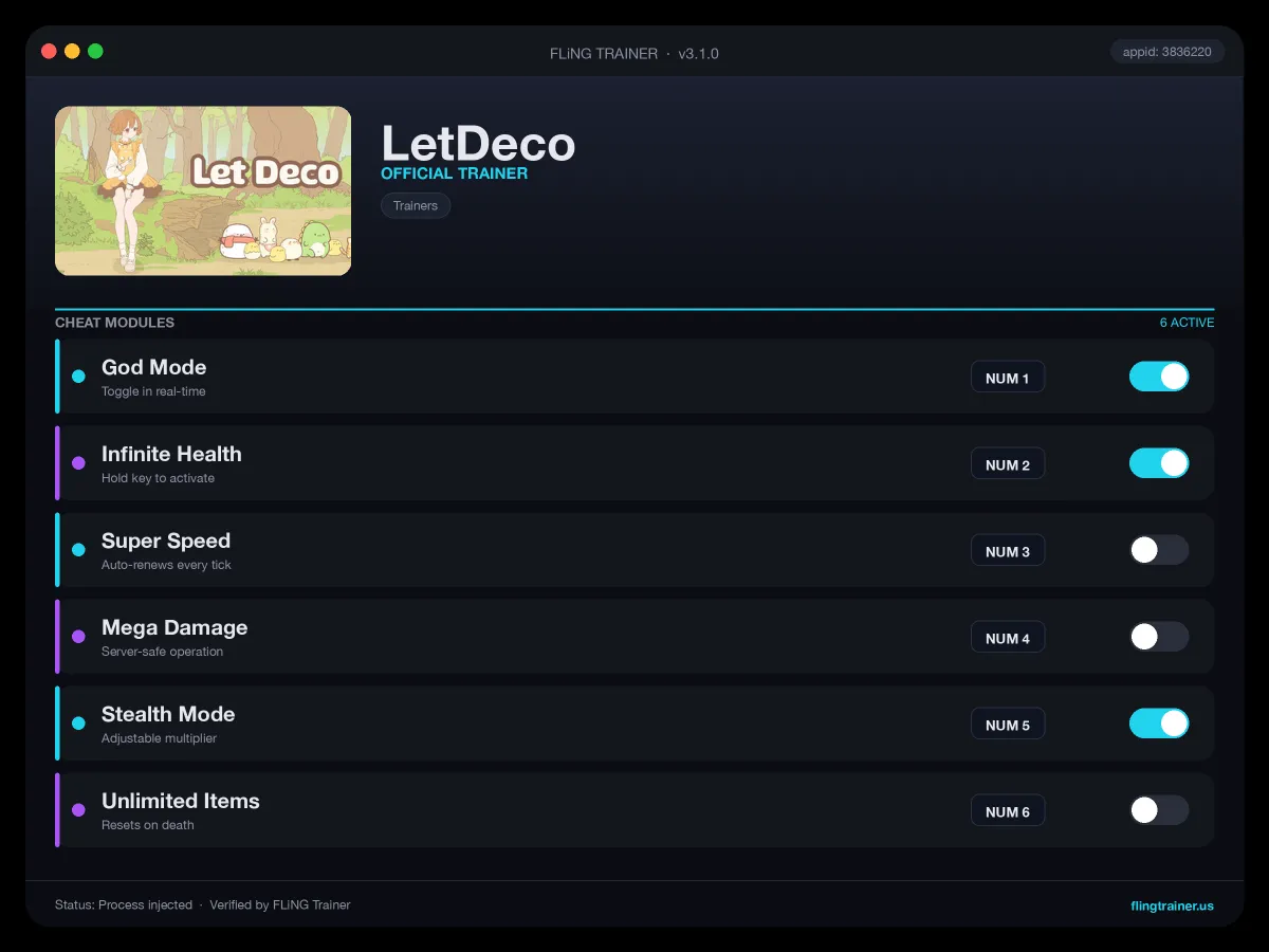 LetDeco Trainer interface