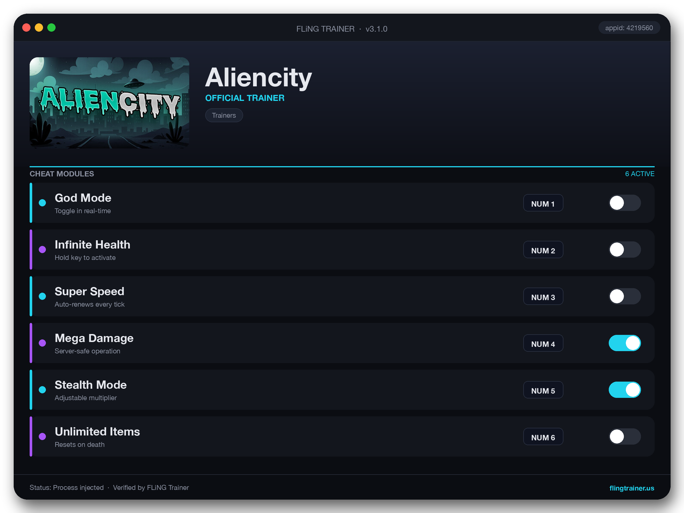 Aliencity Trainer interface
