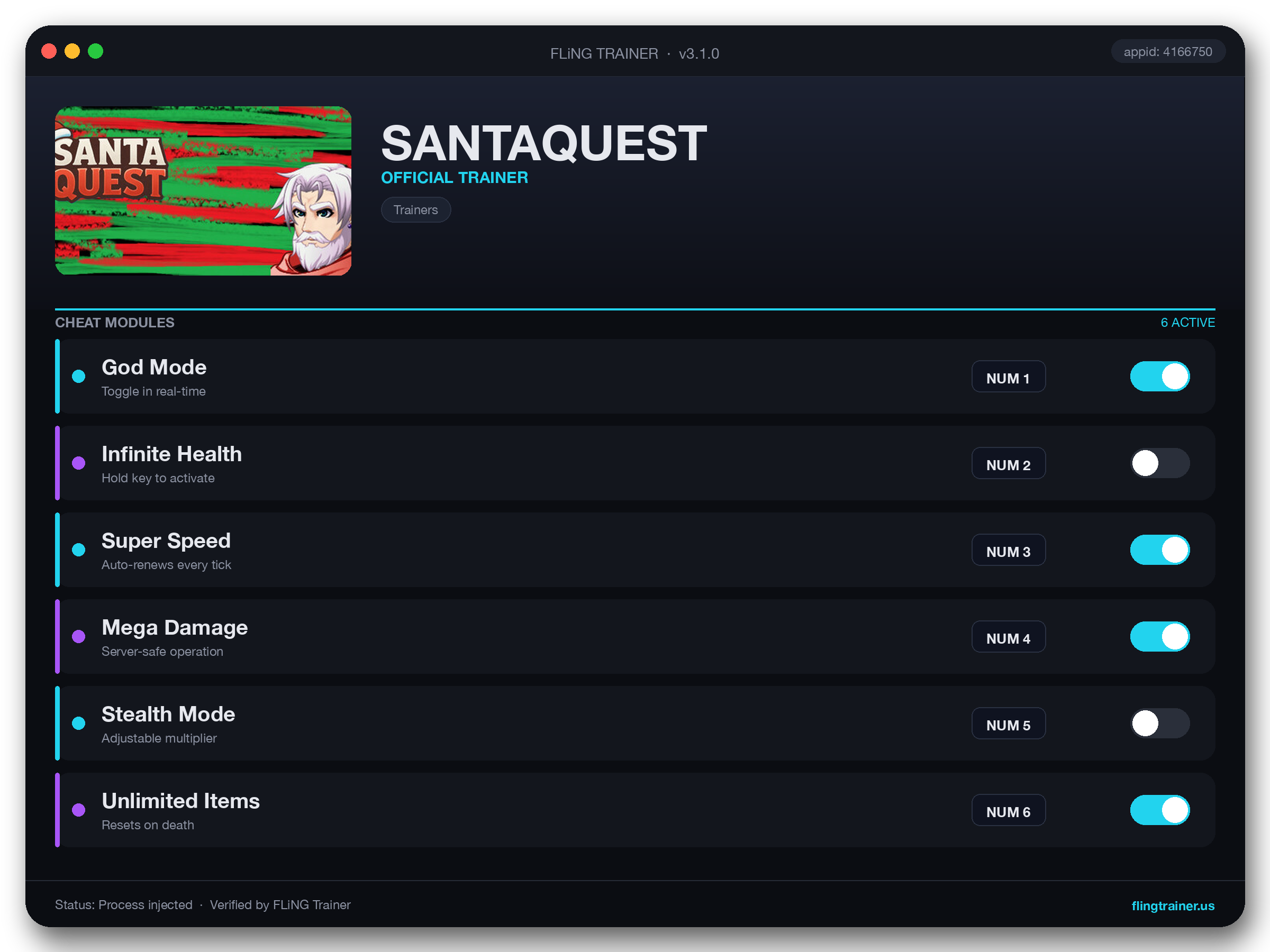 SANTAQUEST Trainer interface