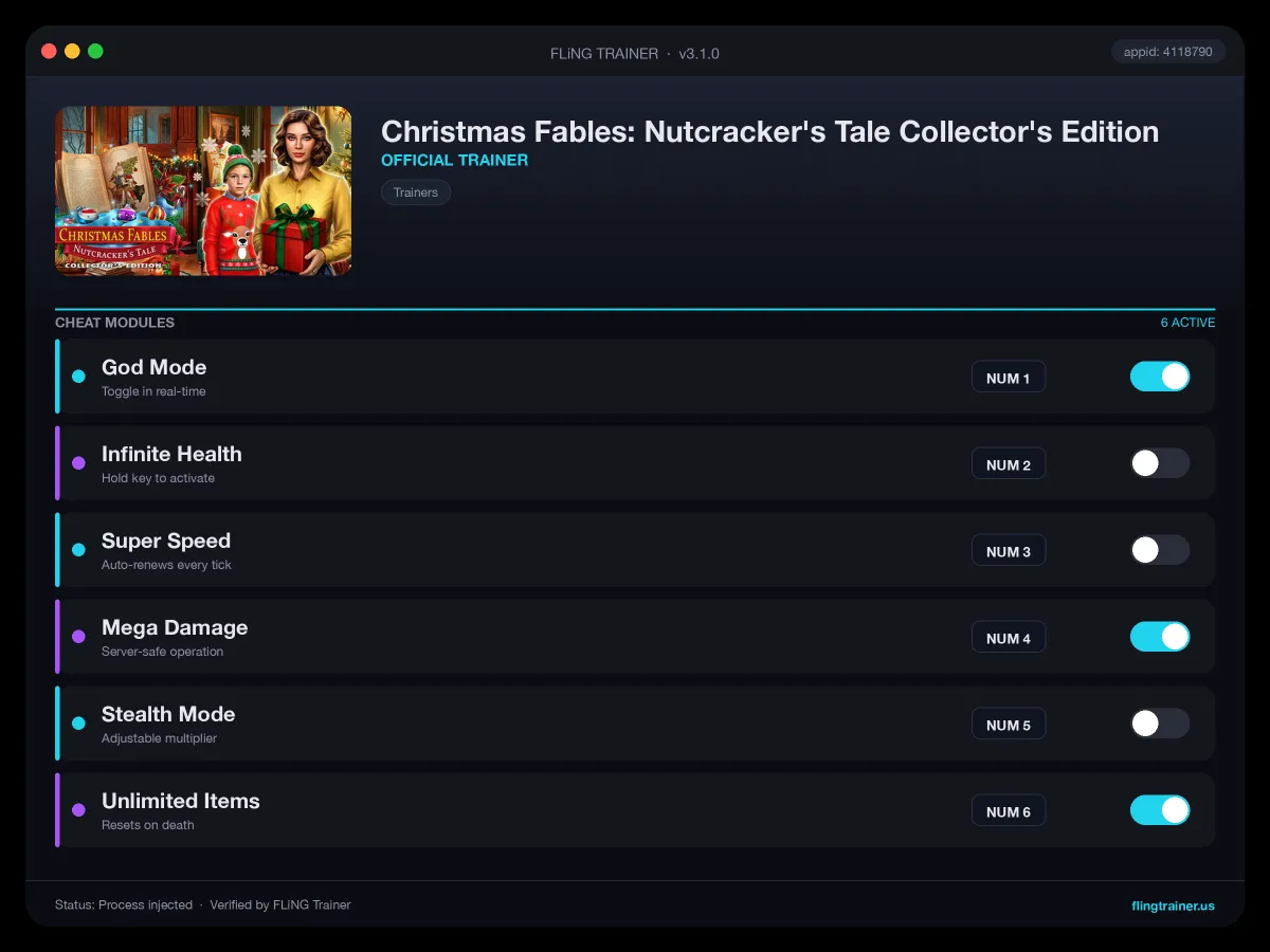 Christmas Fables: Nutcracker's Tale Collector's Edition Trainer interface