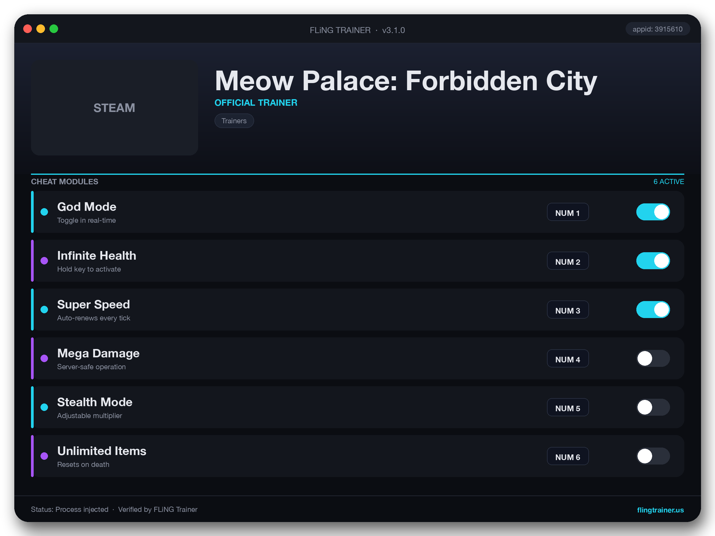 Meow Palace: Forbidden City Trainer interface
