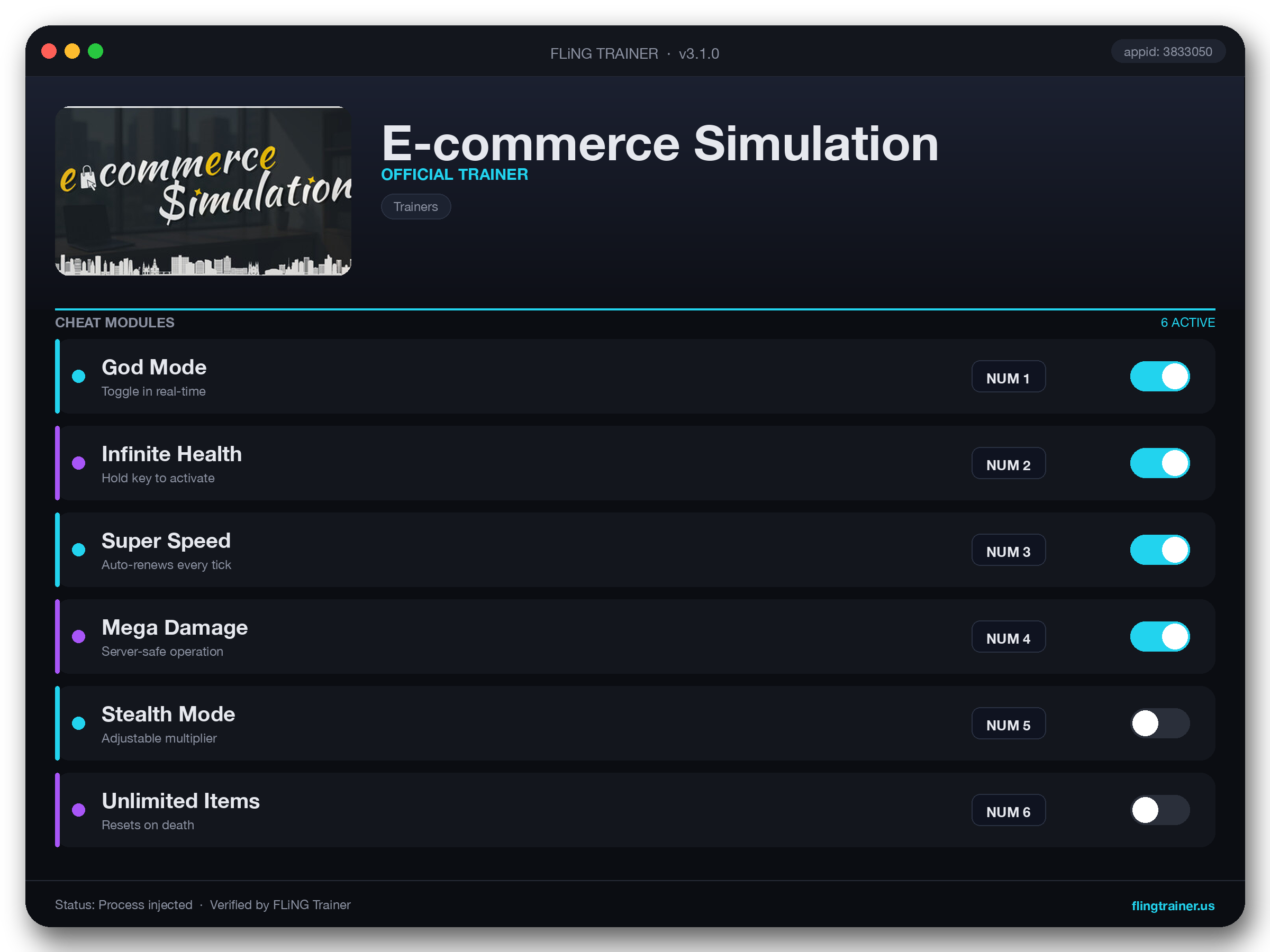 E-commerce Simulation Trainer interface