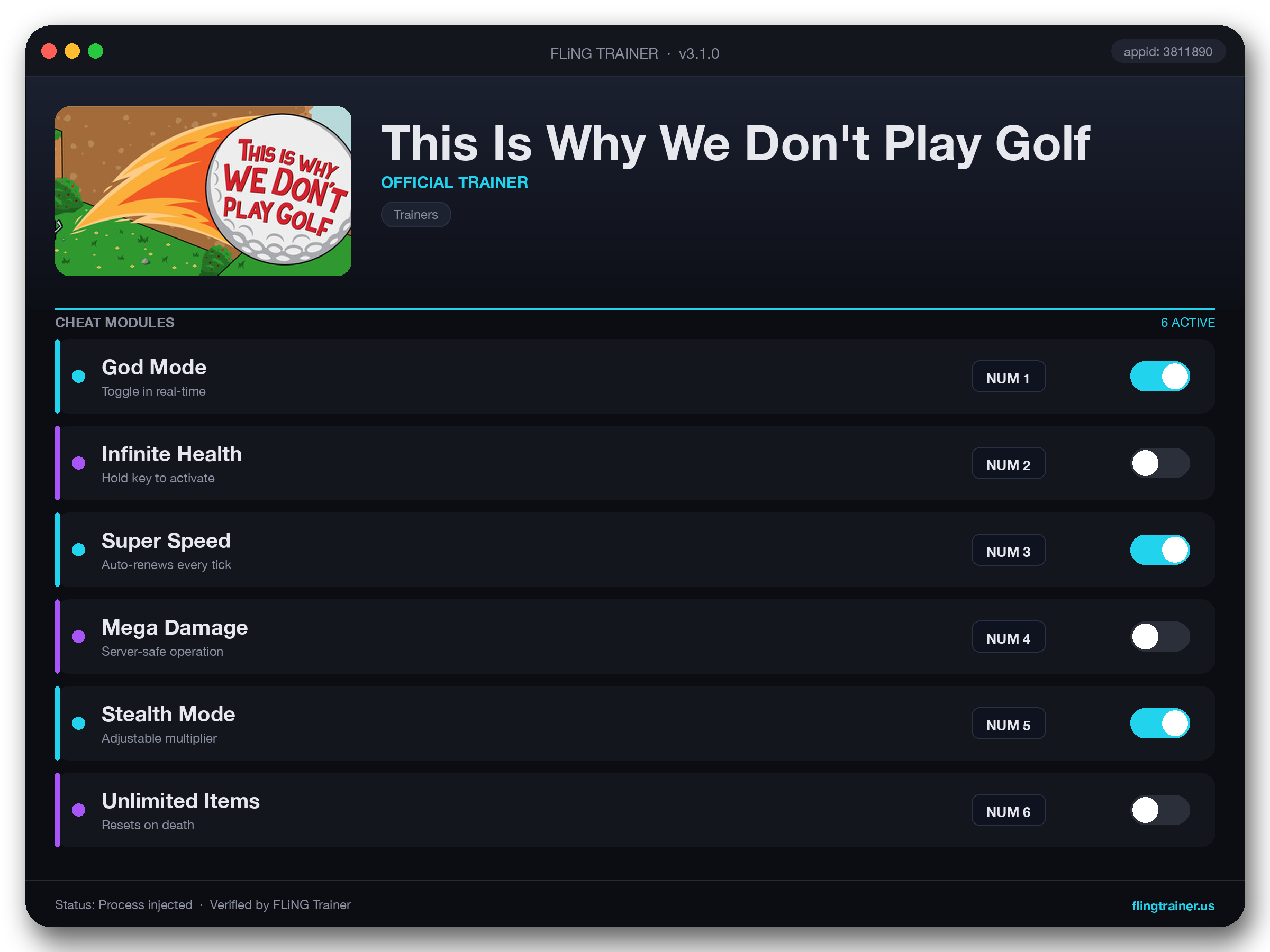 This Is Why We Don't Play Golf Trainer interface
