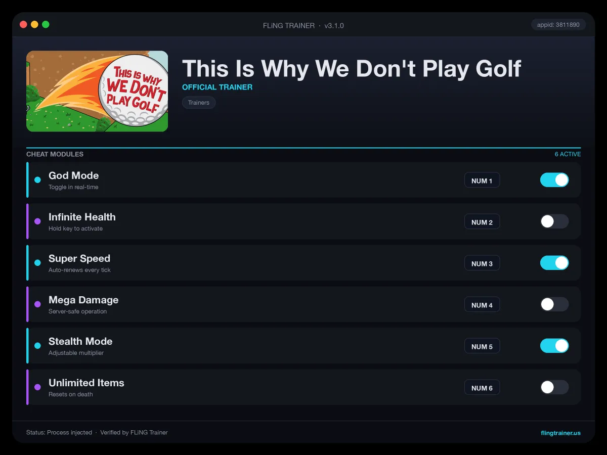 This Is Why We Don't Play Golf Trainer interface
