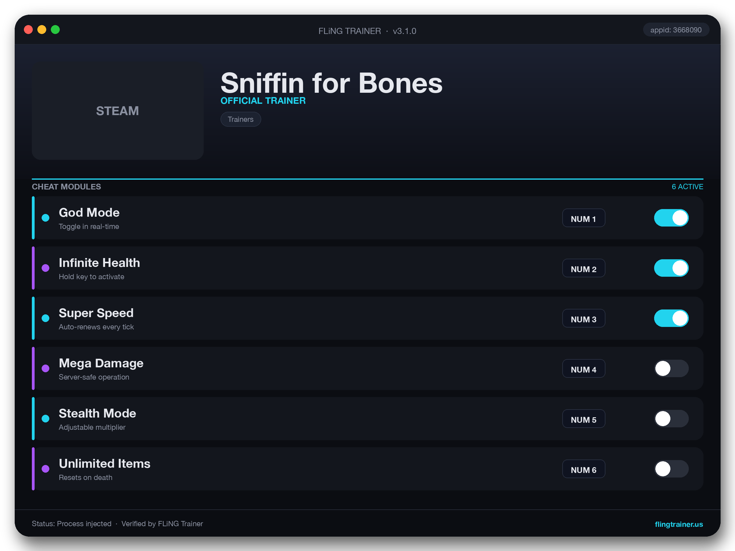Sniffin for Bones Trainer interface