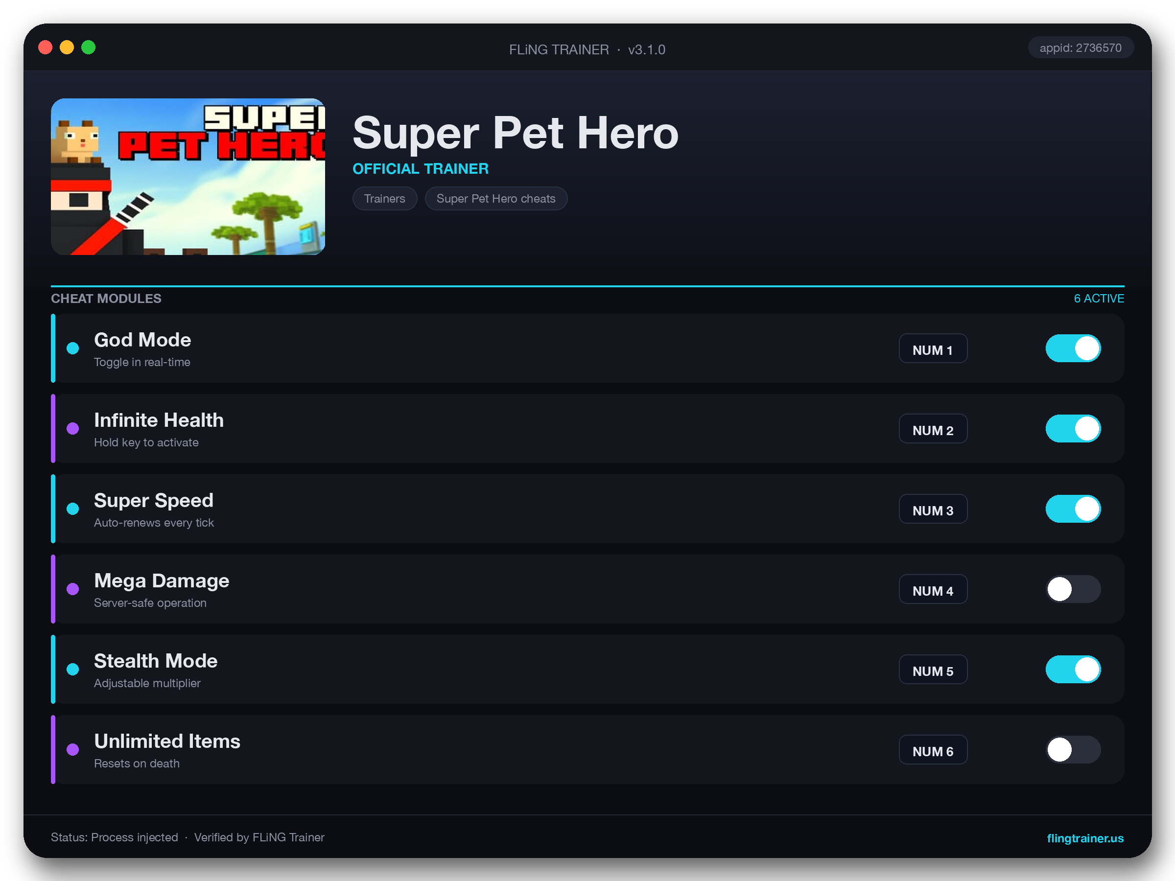 Super Pet Hero Trainer interface
