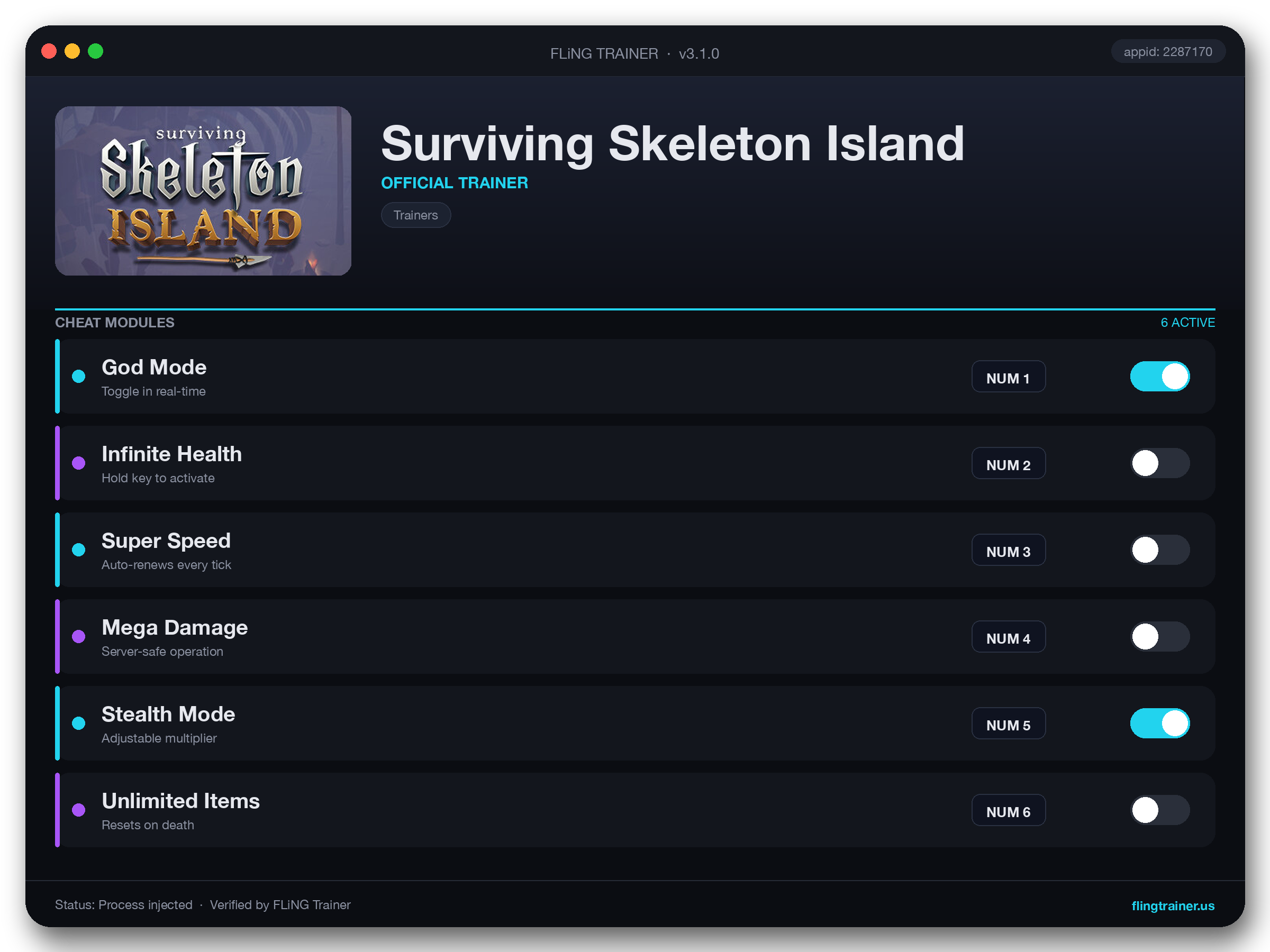 Surviving Skeleton Island Trainer interface