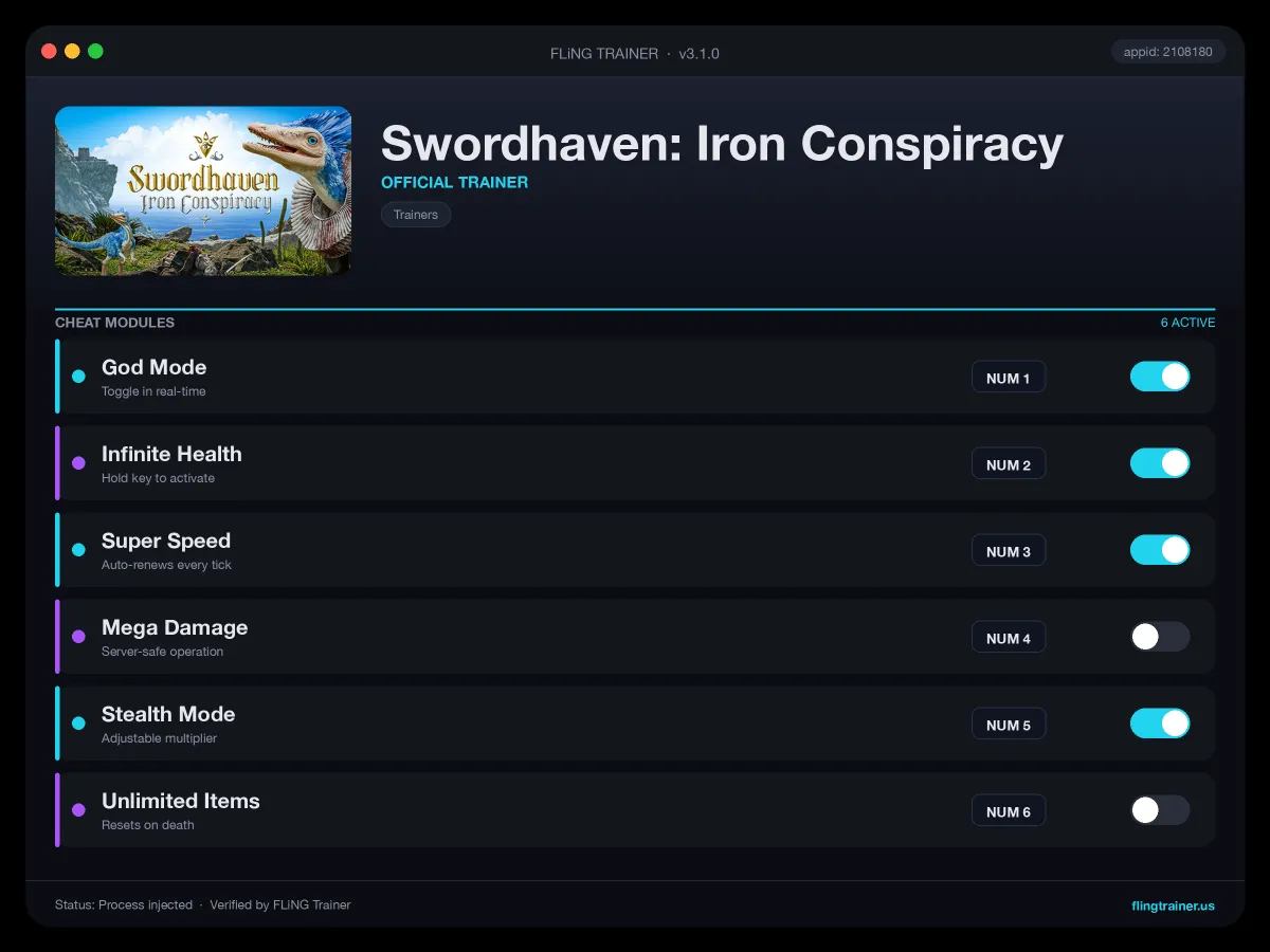 Swordhaven: Iron Conspiracy Trainer interface