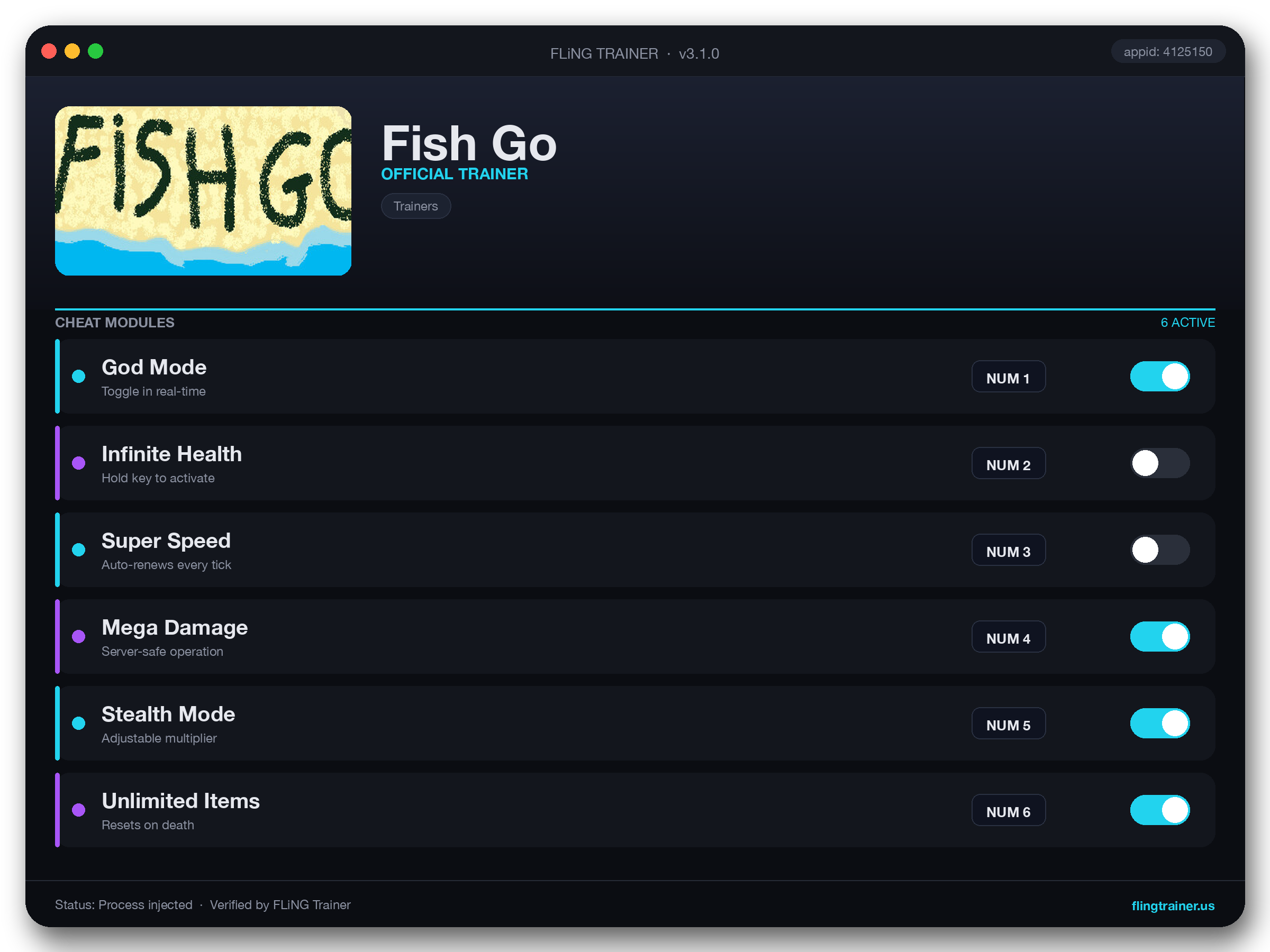 Fish Go Trainer interface
