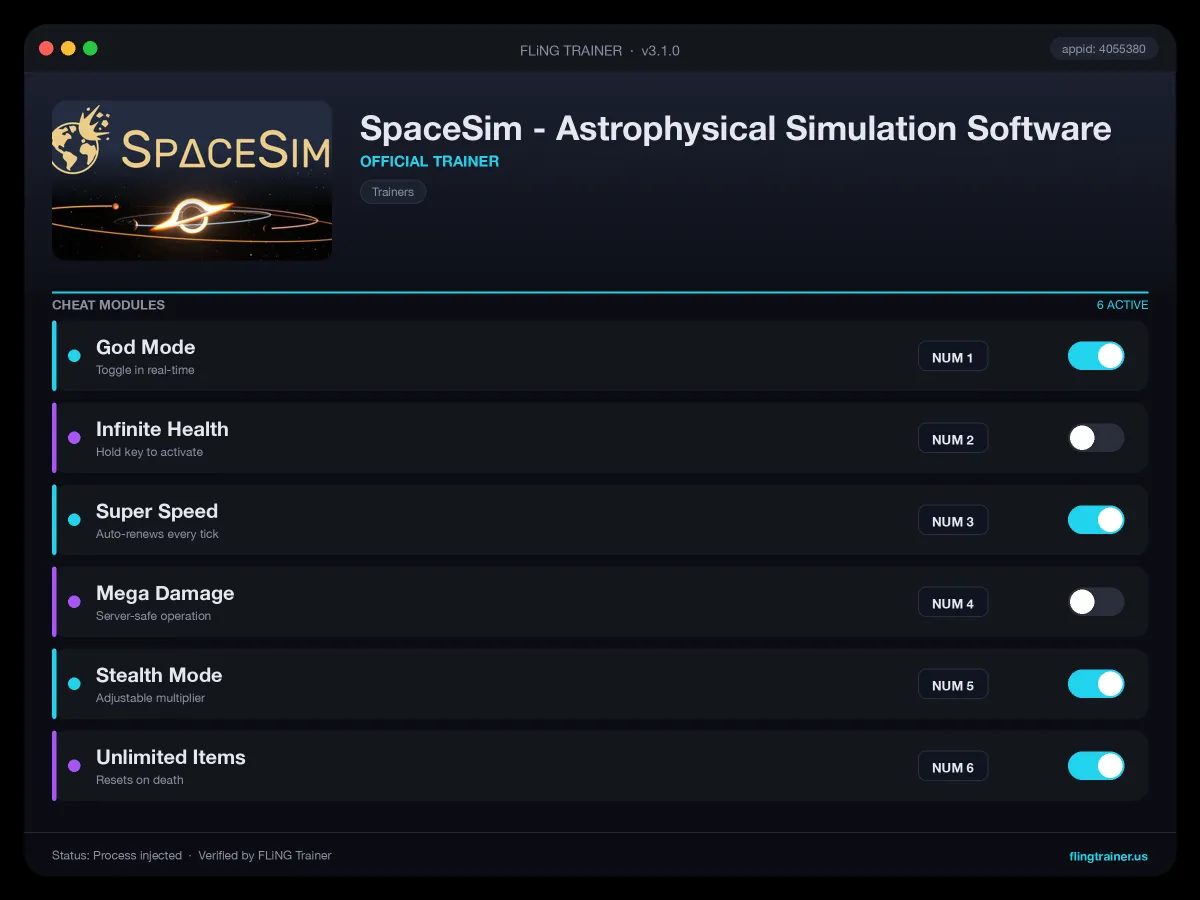 SpaceSim - Astrophysical Simulation Software Trainer interface