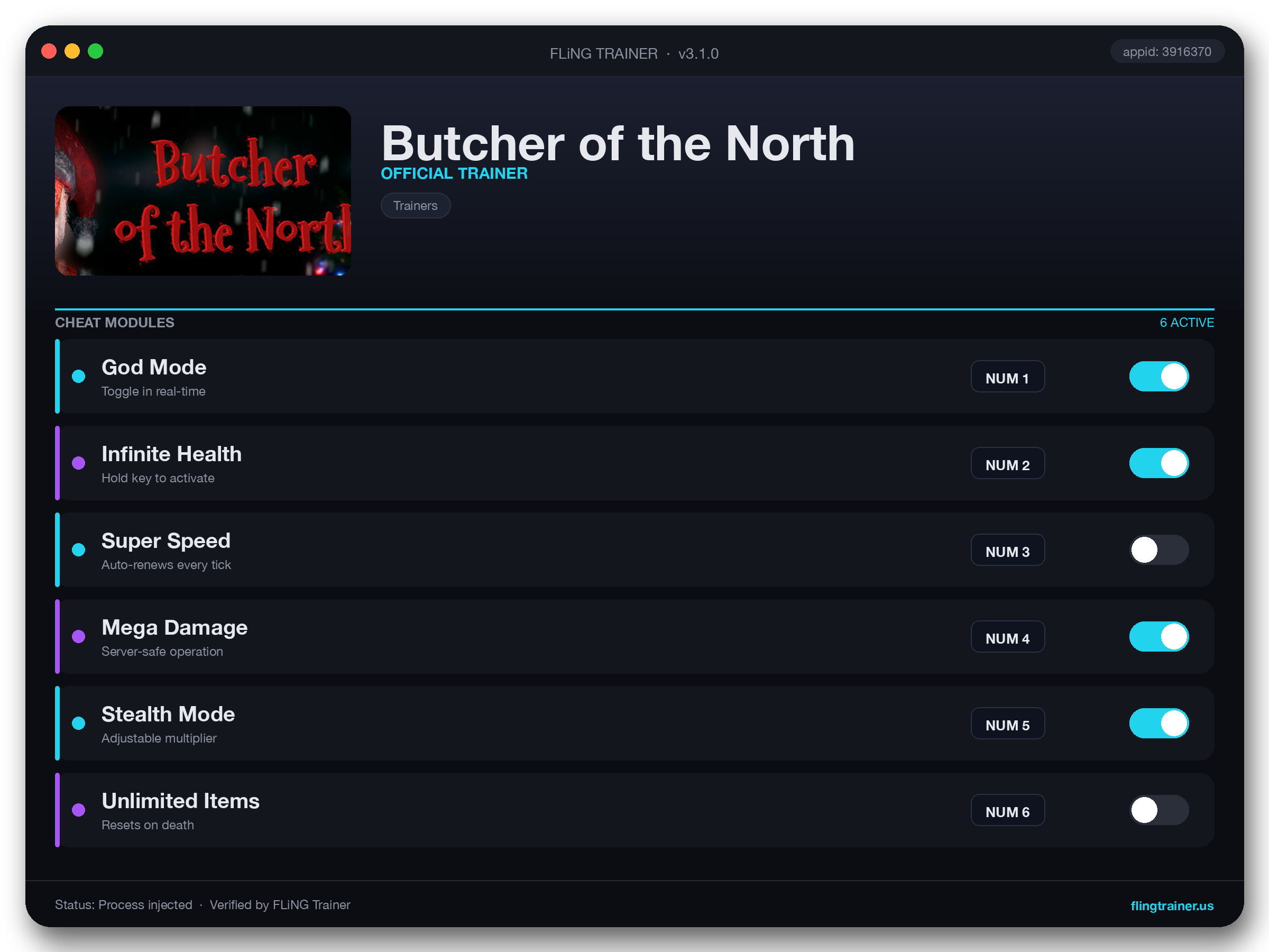 Butcher of the North Trainer interface