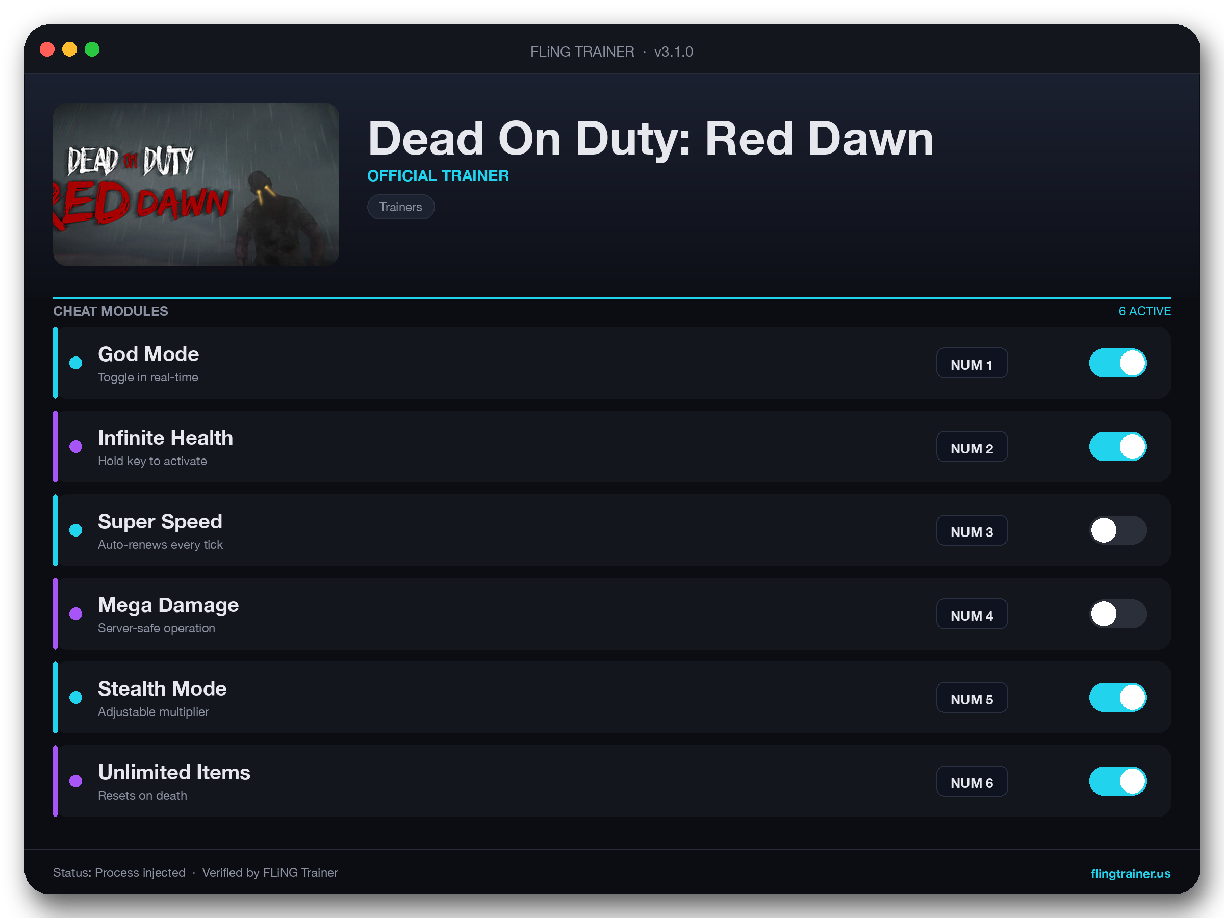 Dead On Duty: Red Dawn Trainer interface