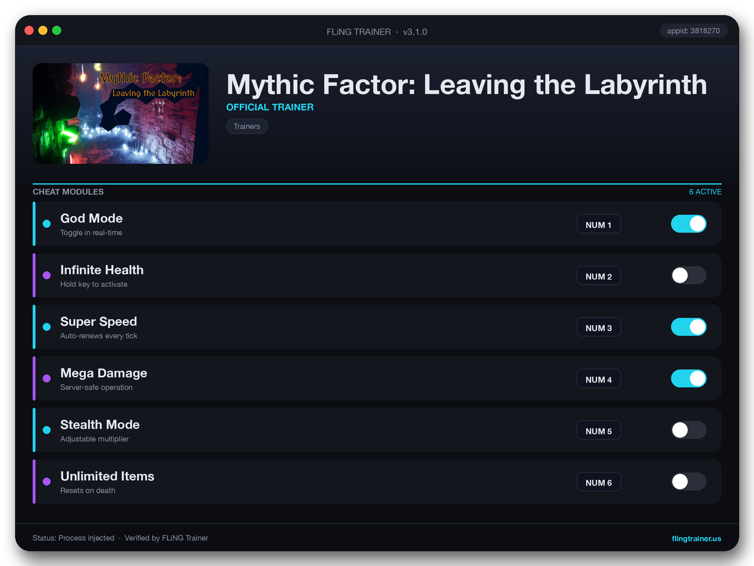Mythic Factor: Leaving the Labyrinth Trainer interface