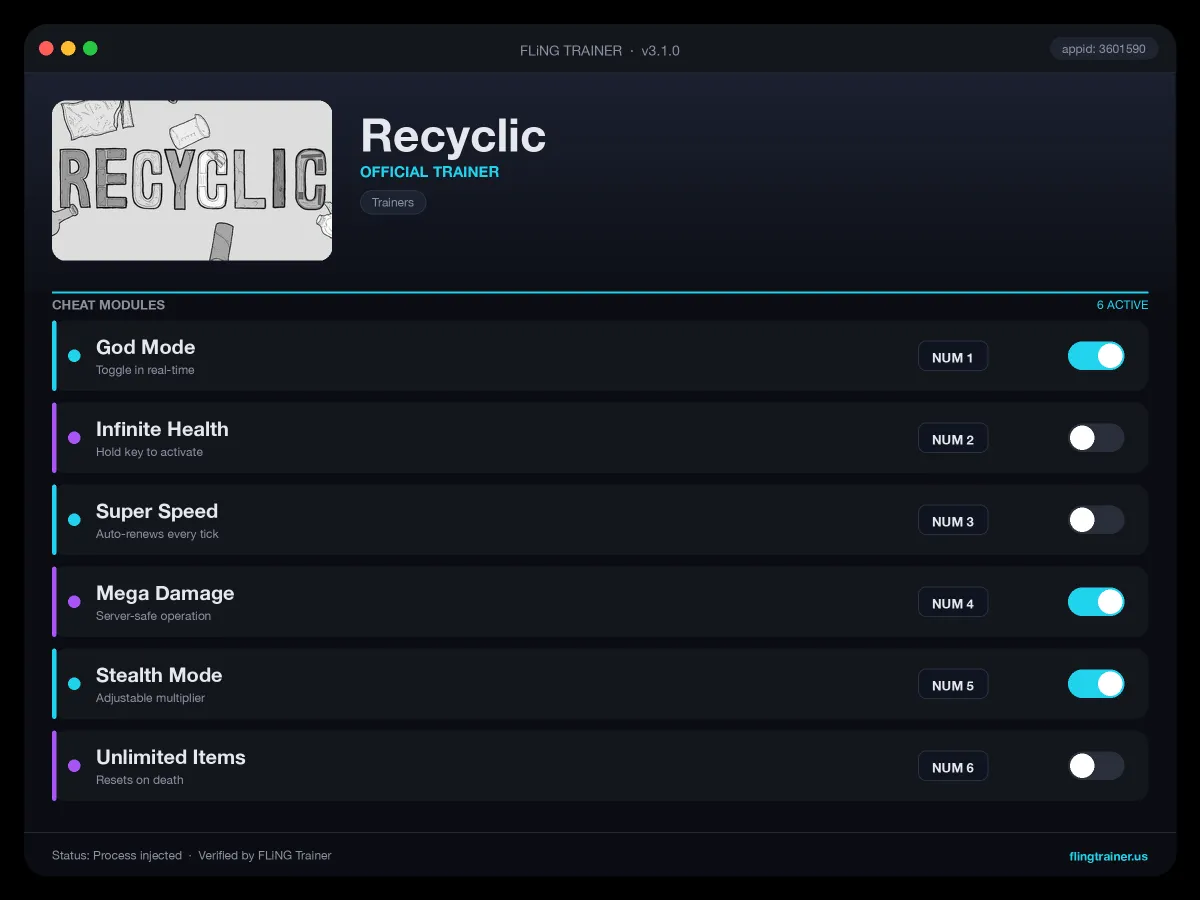Recyclic Trainer interface