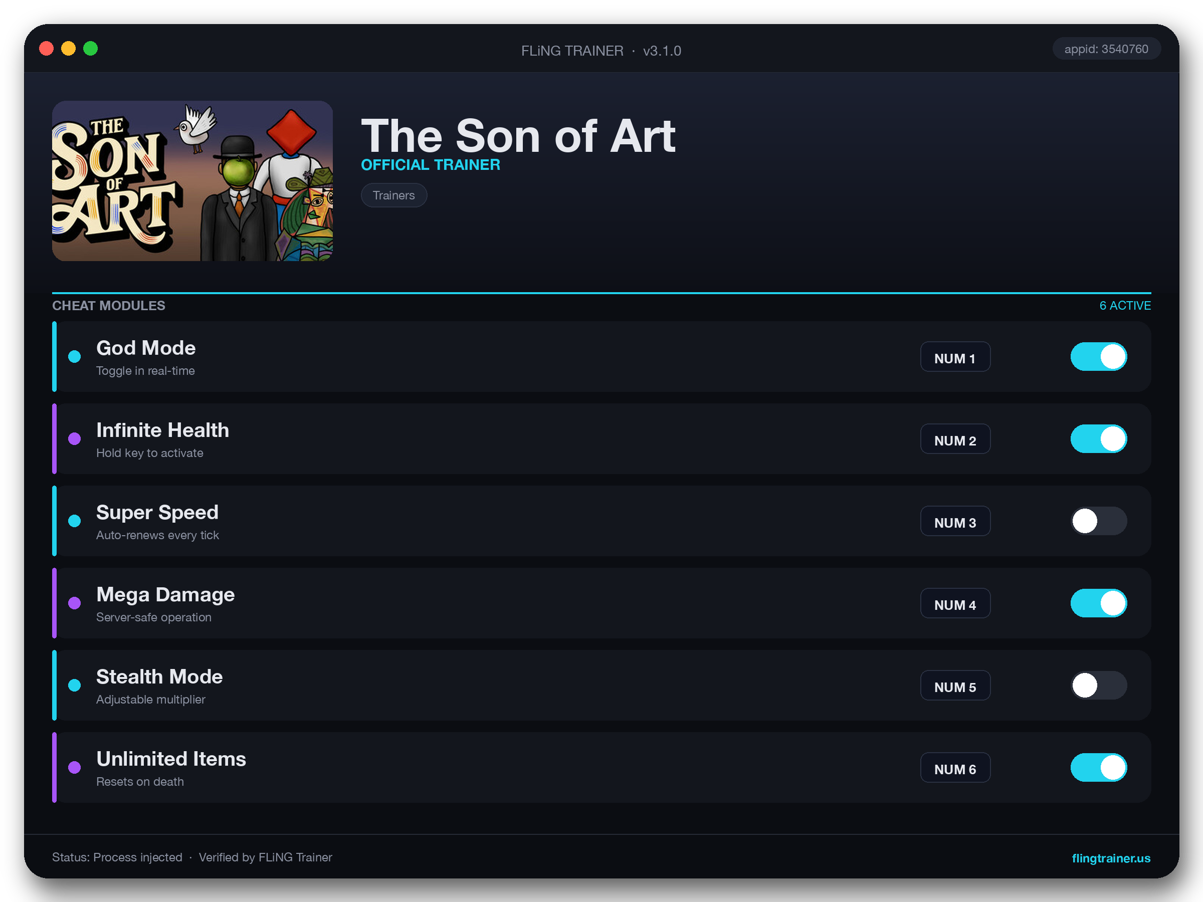 The Son of Art Trainer interface
