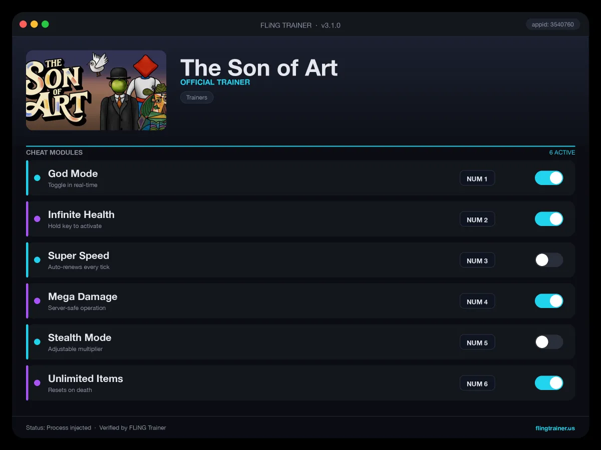 The Son of Art Trainer interface