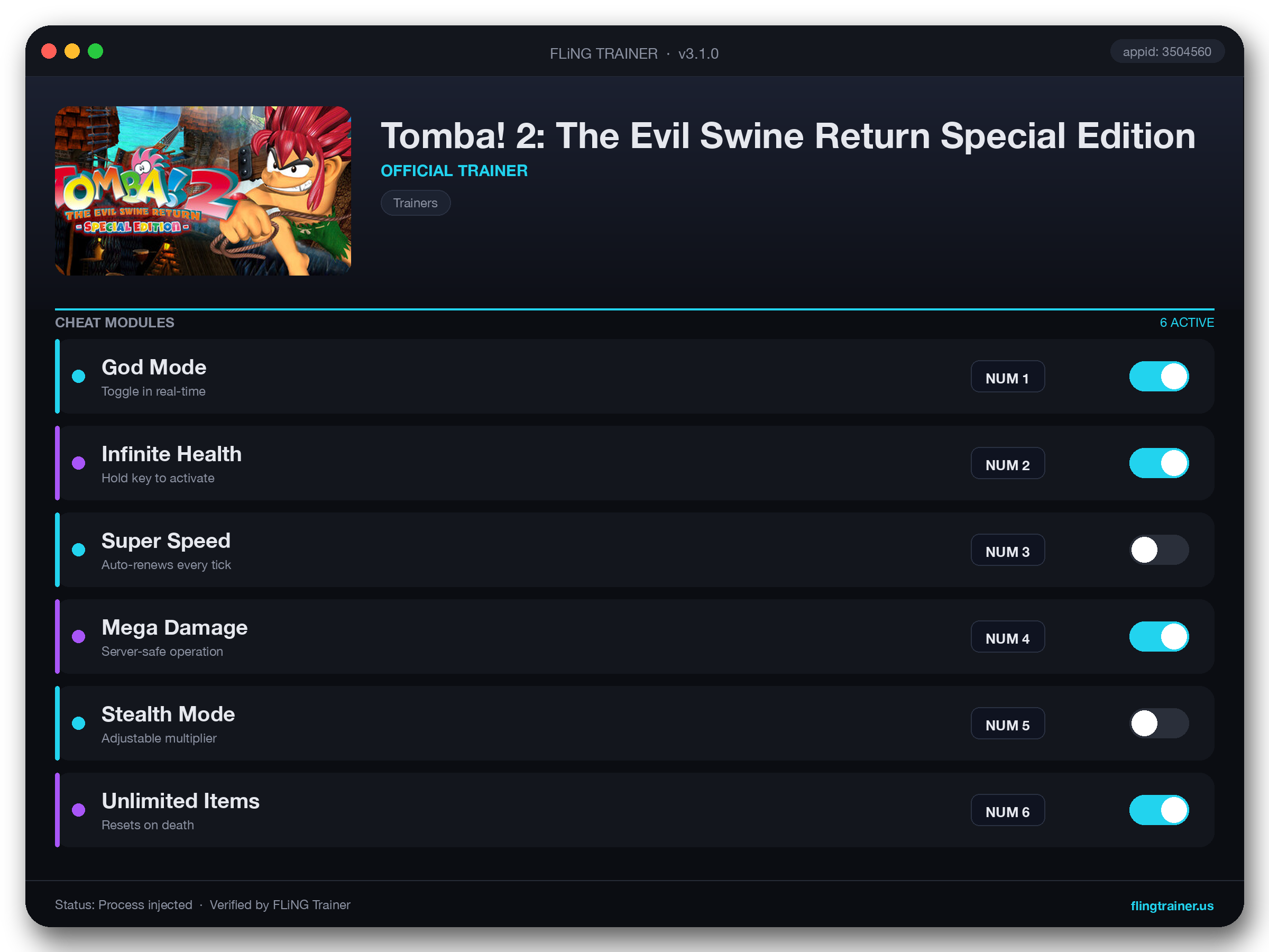 Tomba! 2: The Evil Swine Return Special Edition Trainer interface