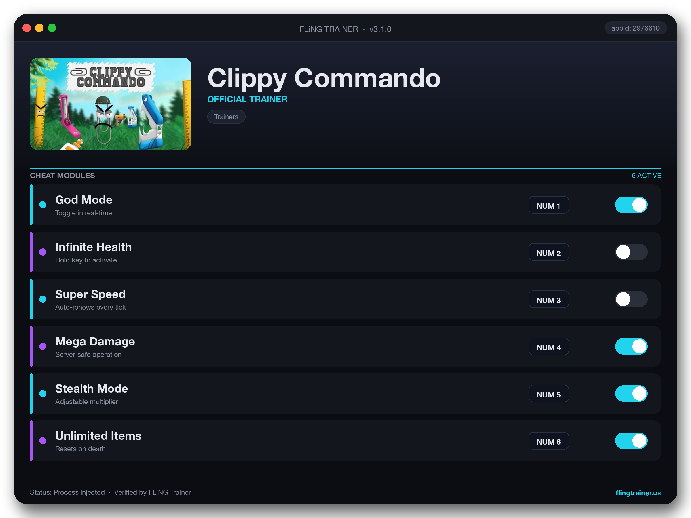 Clippy Commando Trainer interface