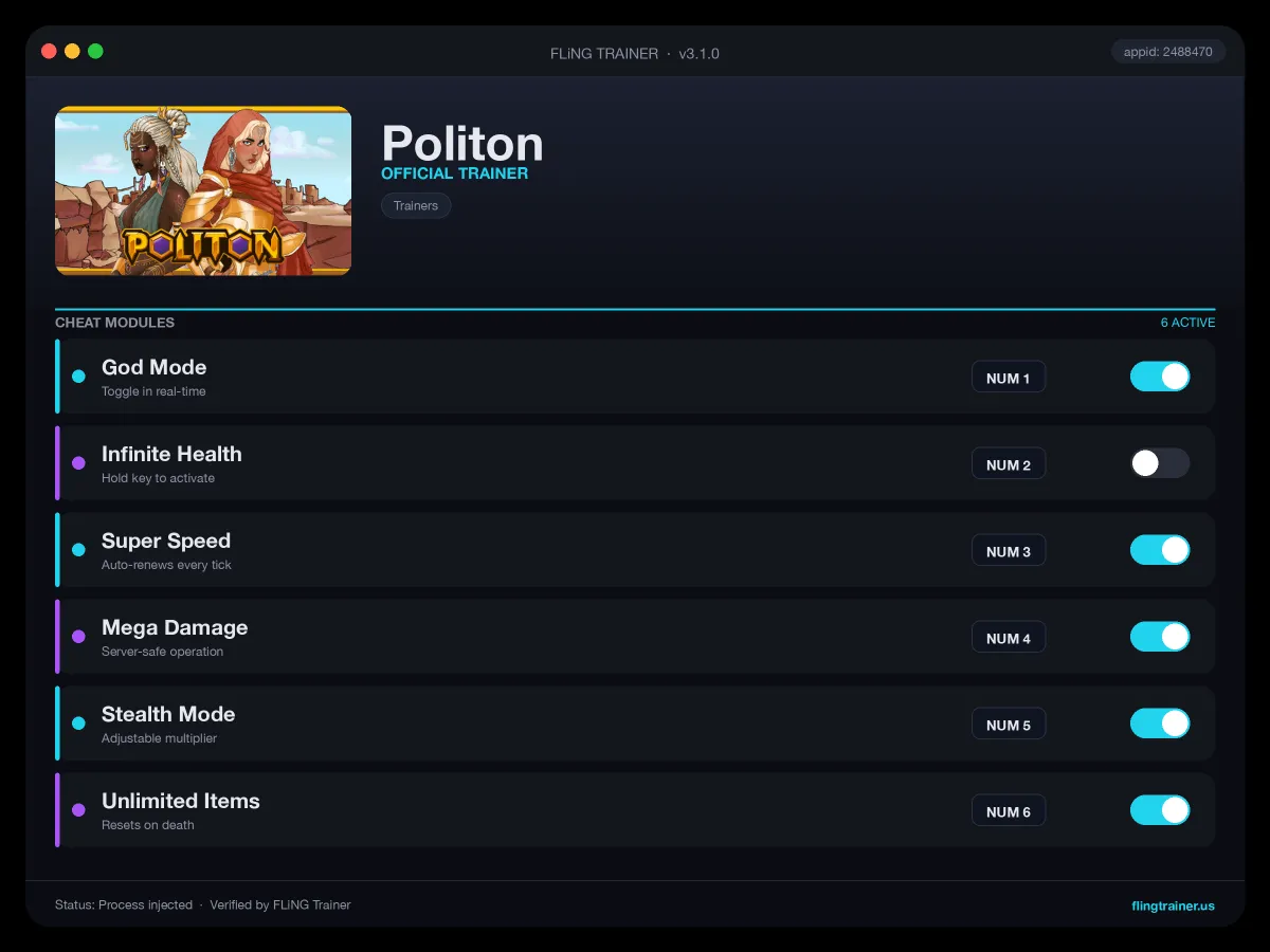 Politon Trainer interface