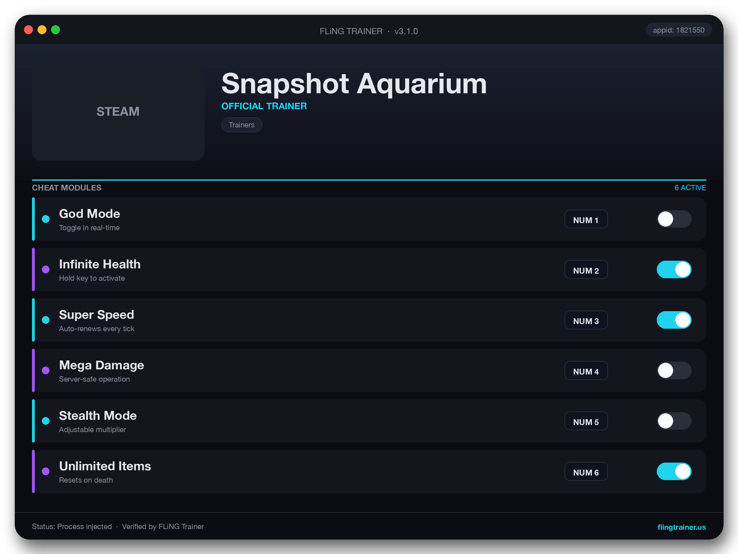 Snapshot Aquarium Trainer interface