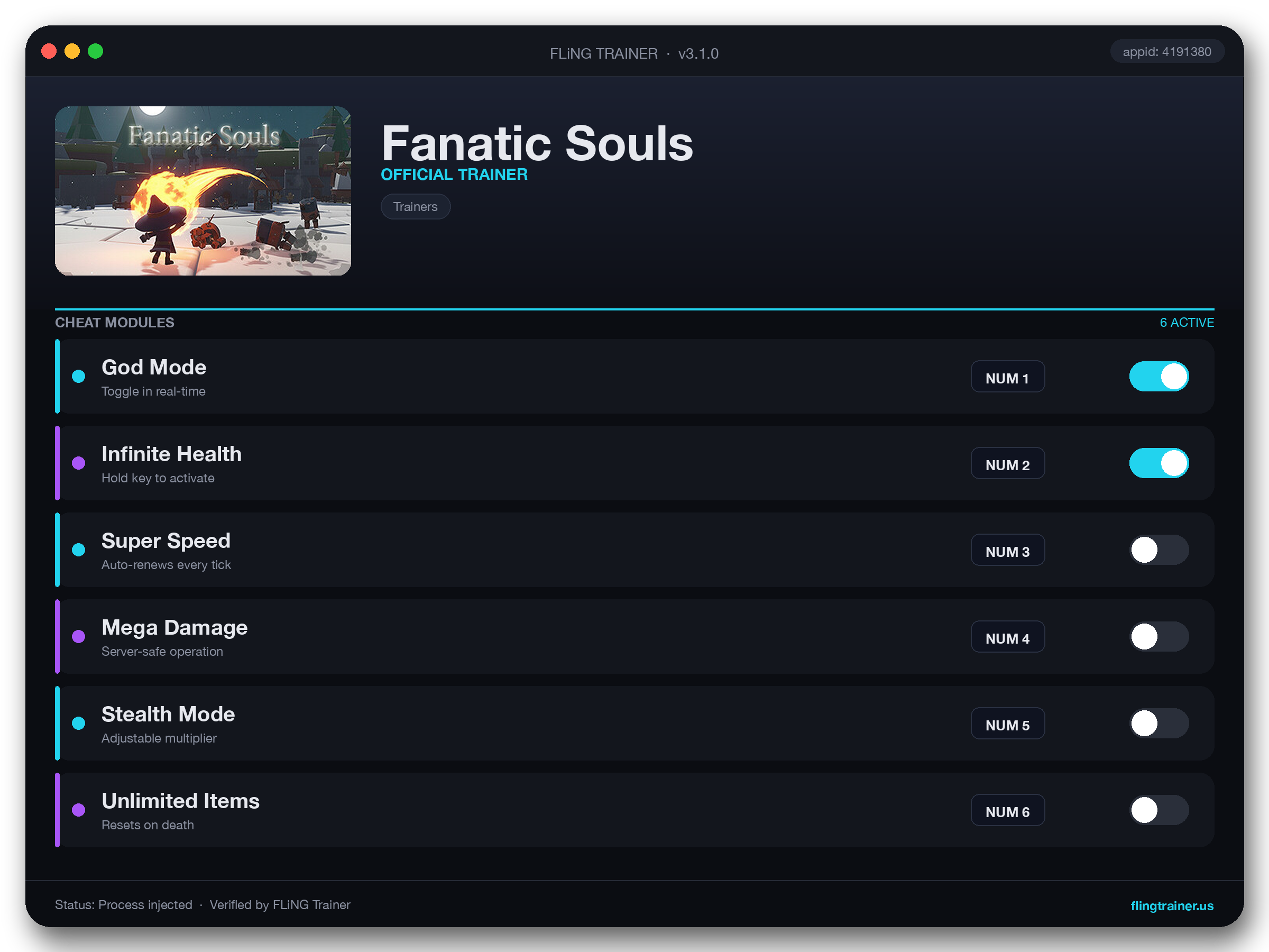 Fanatic Souls Trainer interface