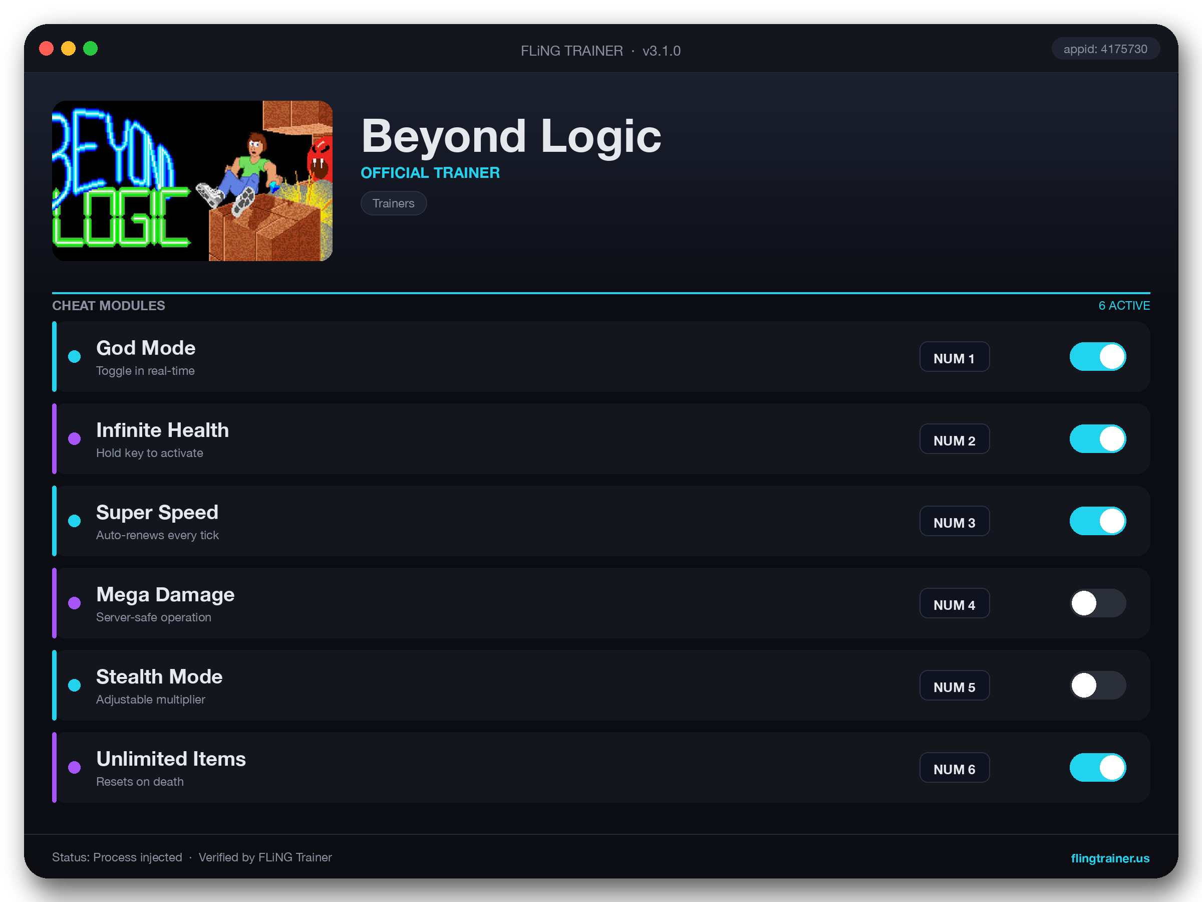 Beyond Logic Trainer interface