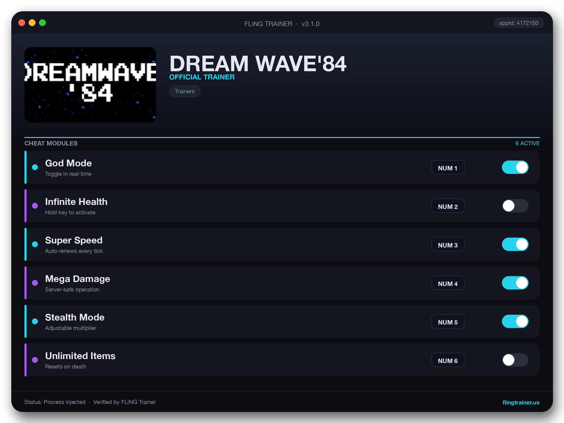 DREAM WAVE'84 Trainer interface