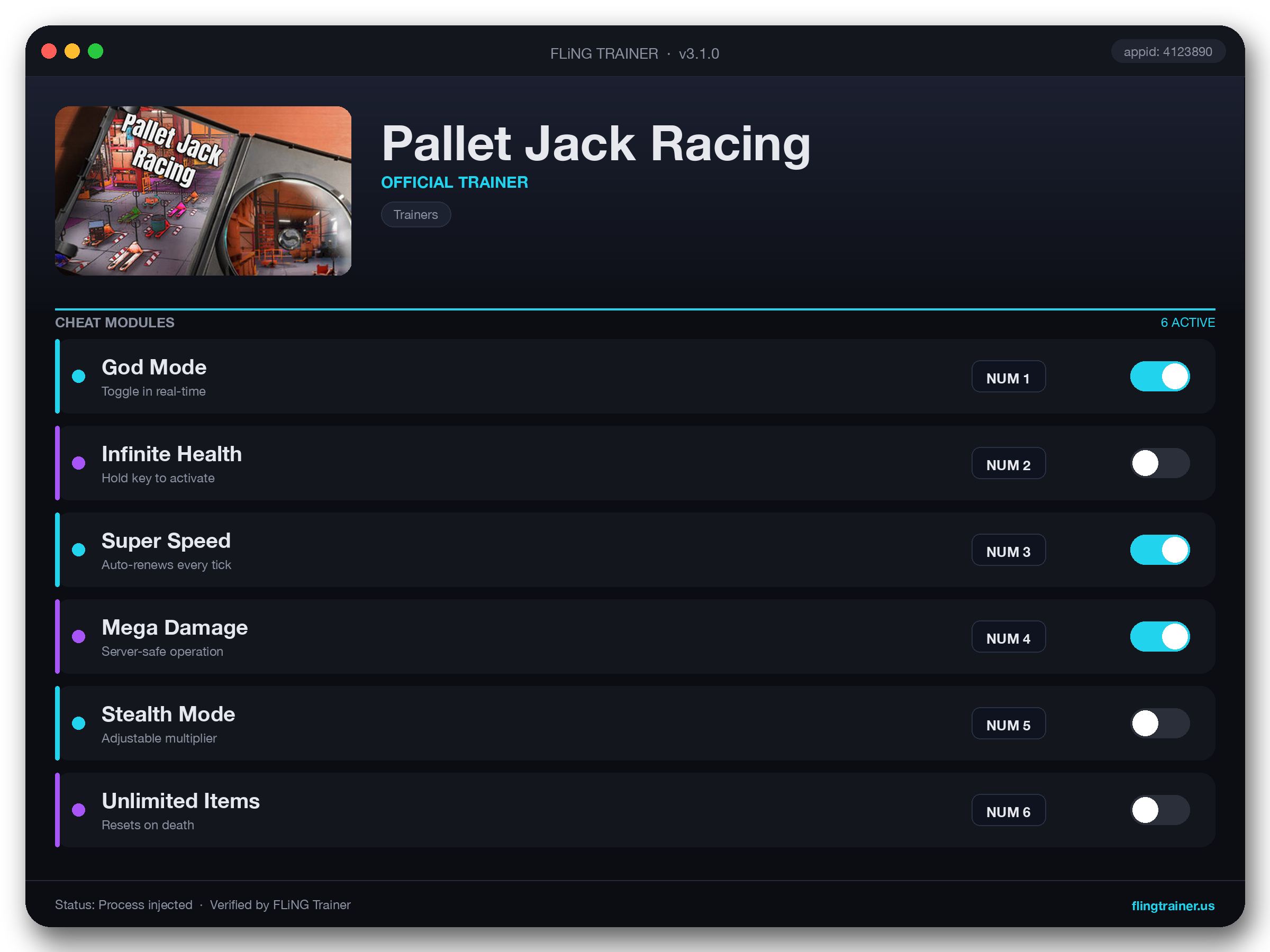 Pallet Jack Racing Trainer interface