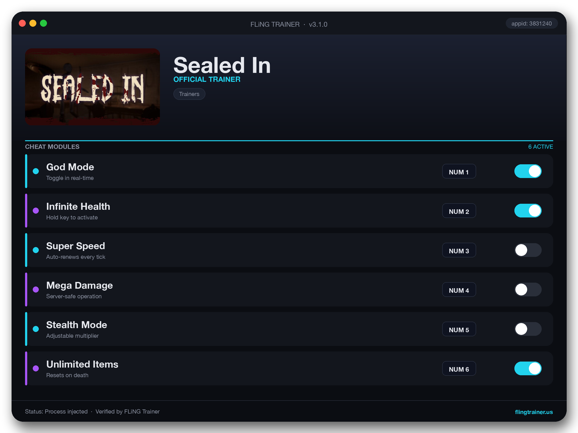 Sealed In Trainer interface
