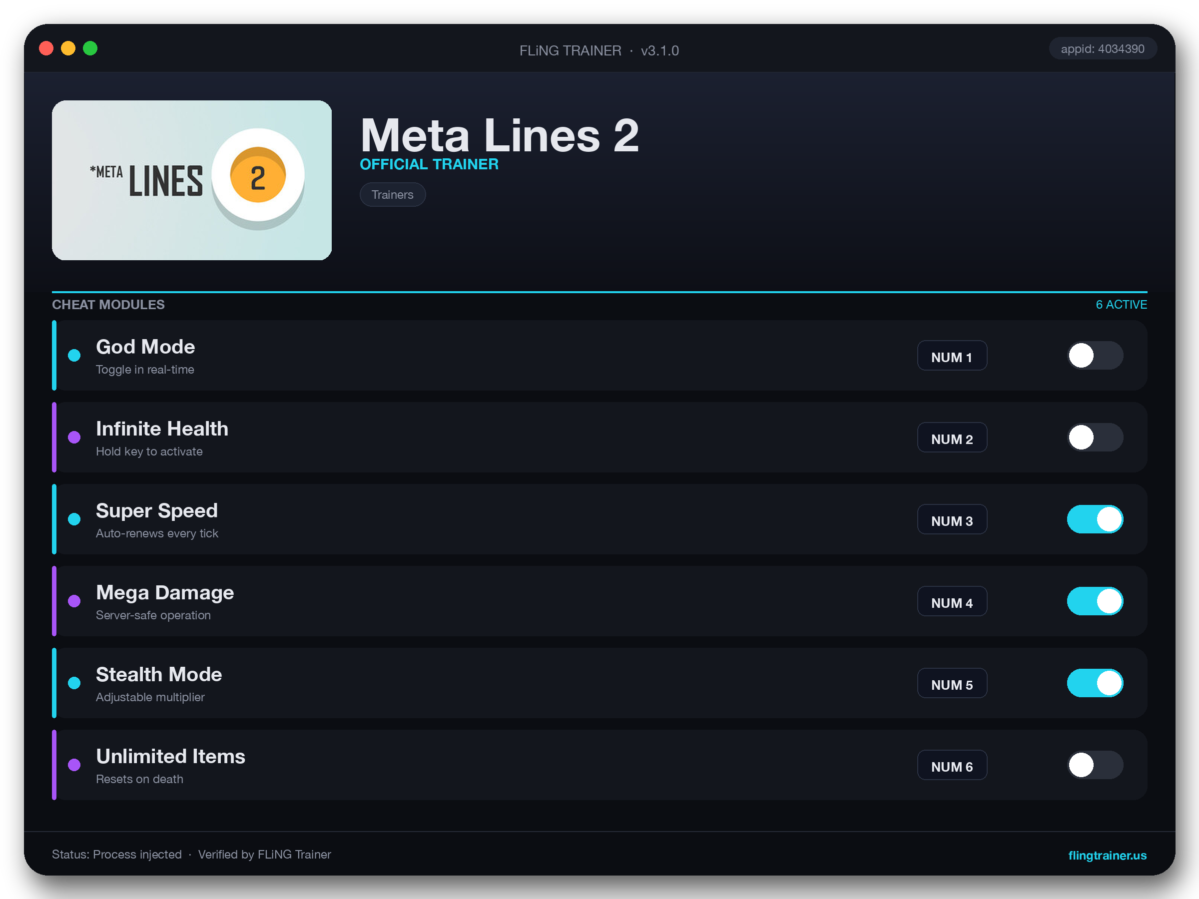 Meta Lines 2 Trainer interface