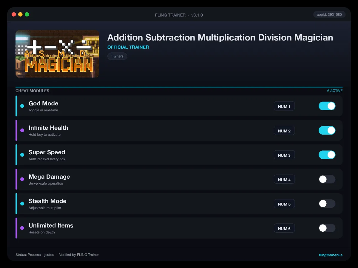 Addition Subtraction Multiplication Division Magician Trainer interface