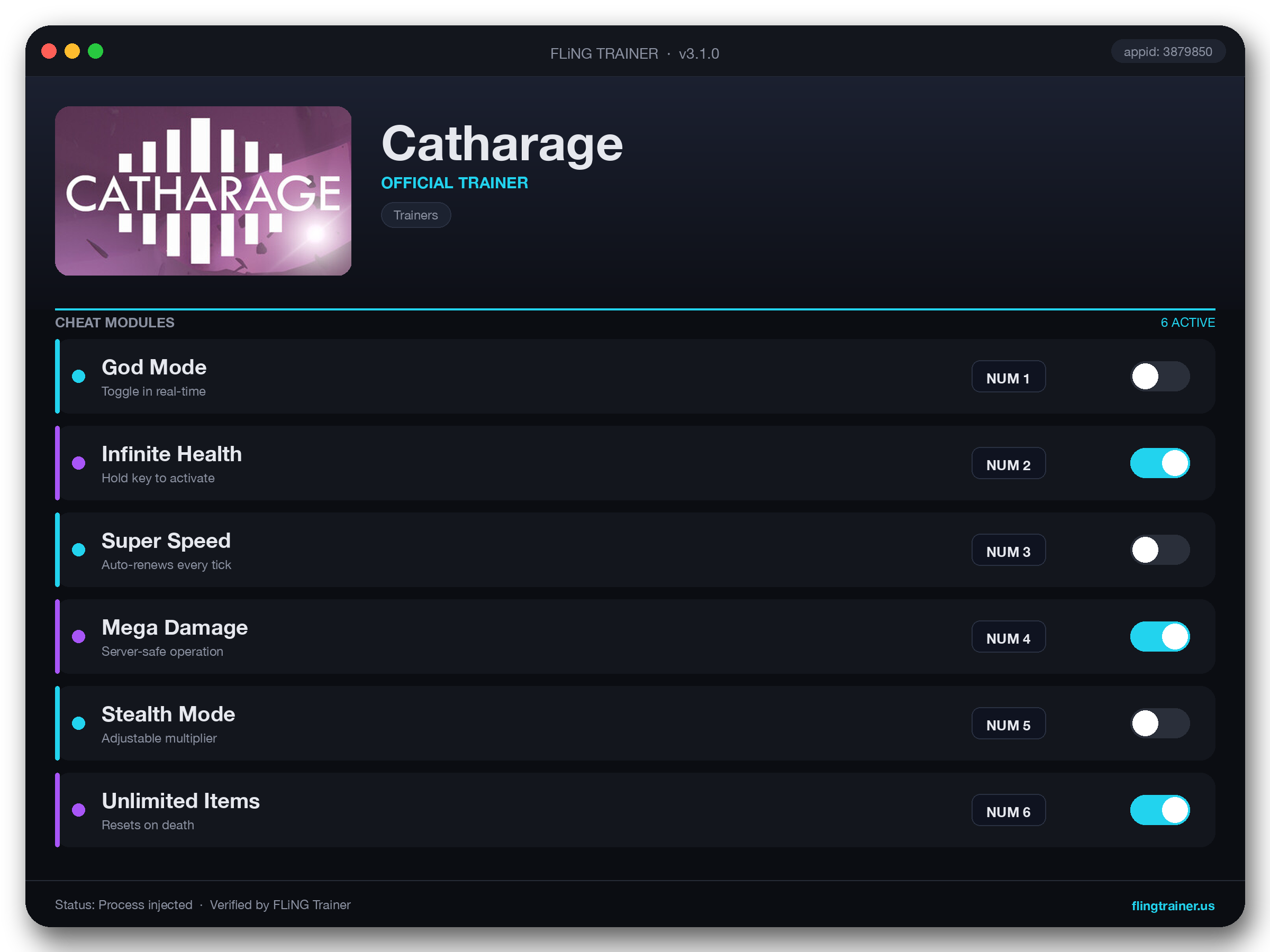 Catharage Trainer interface