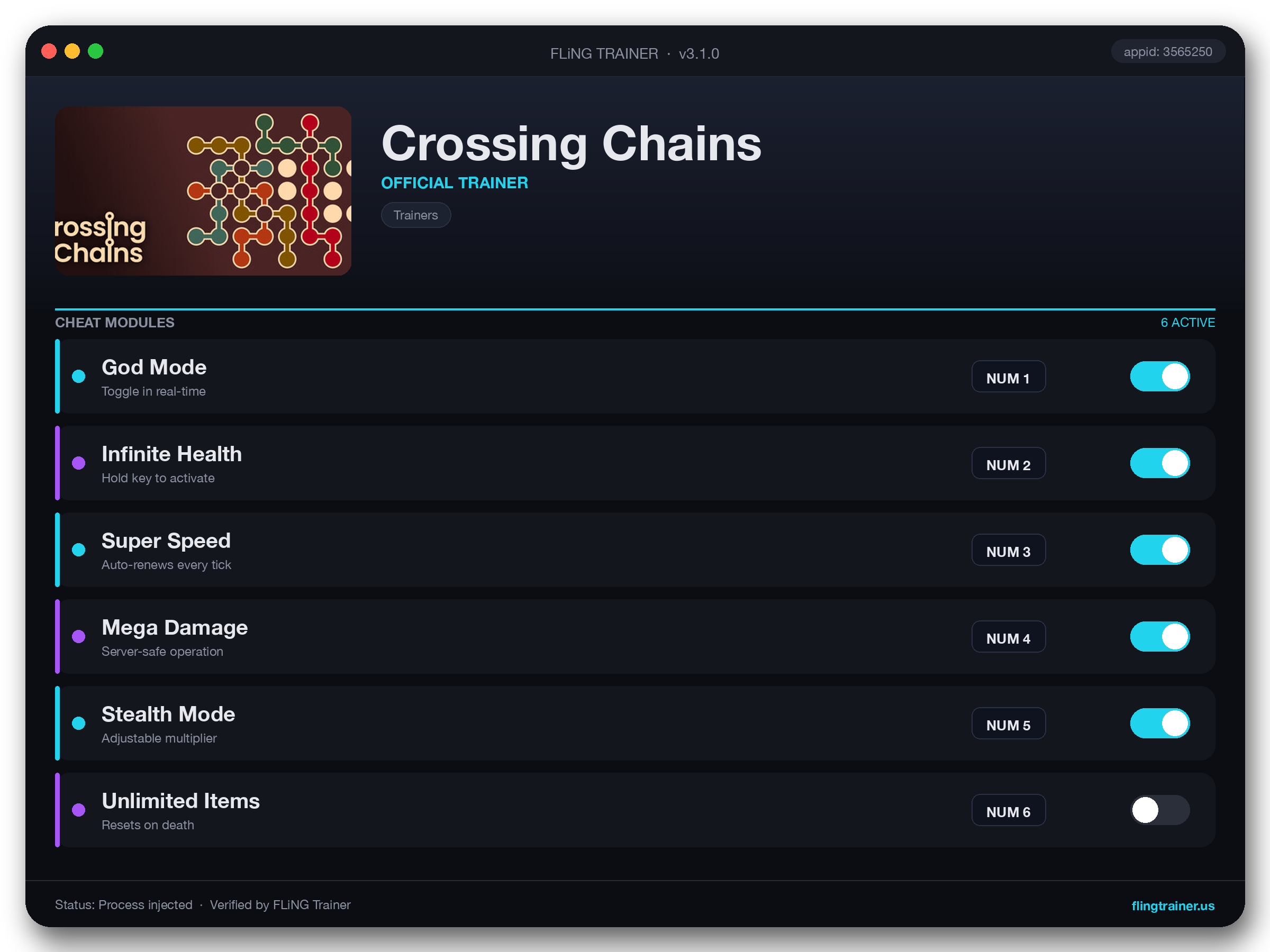 Crossing Chains Trainer interface
