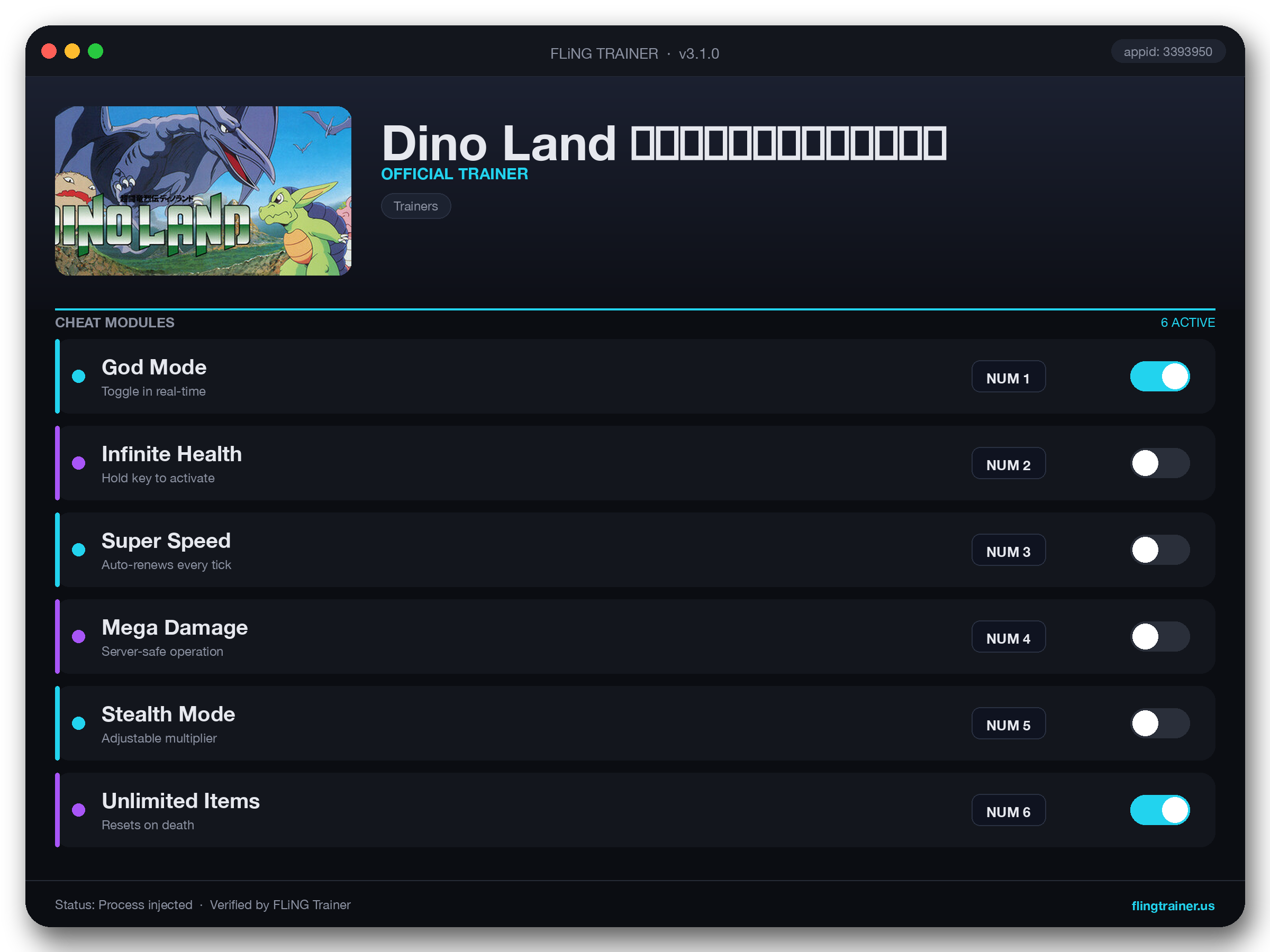Dino Land 「超闘竜烈伝ディノランド」 Trainer interface