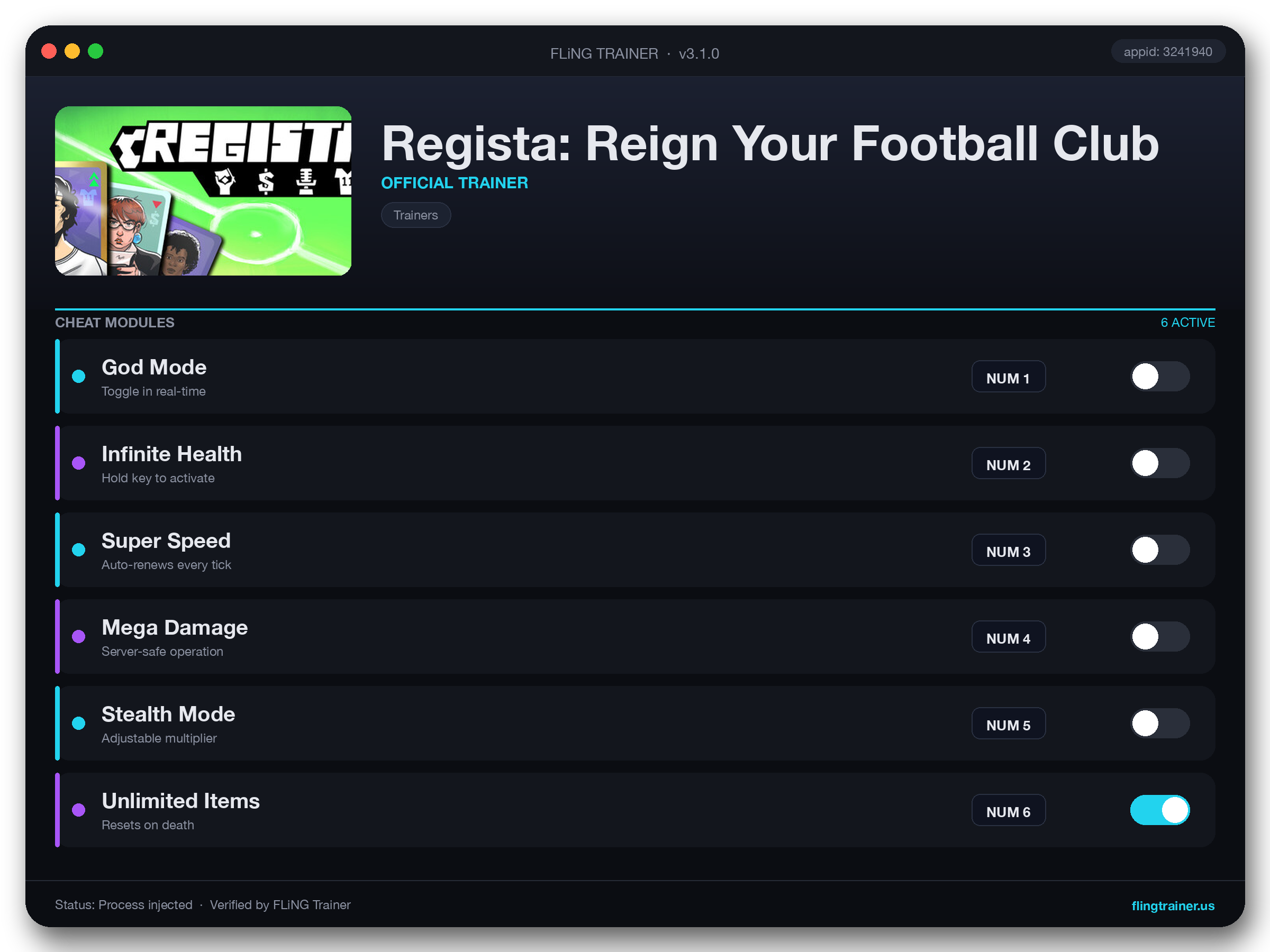 Regista: Reign Your Football Club Trainer interface
