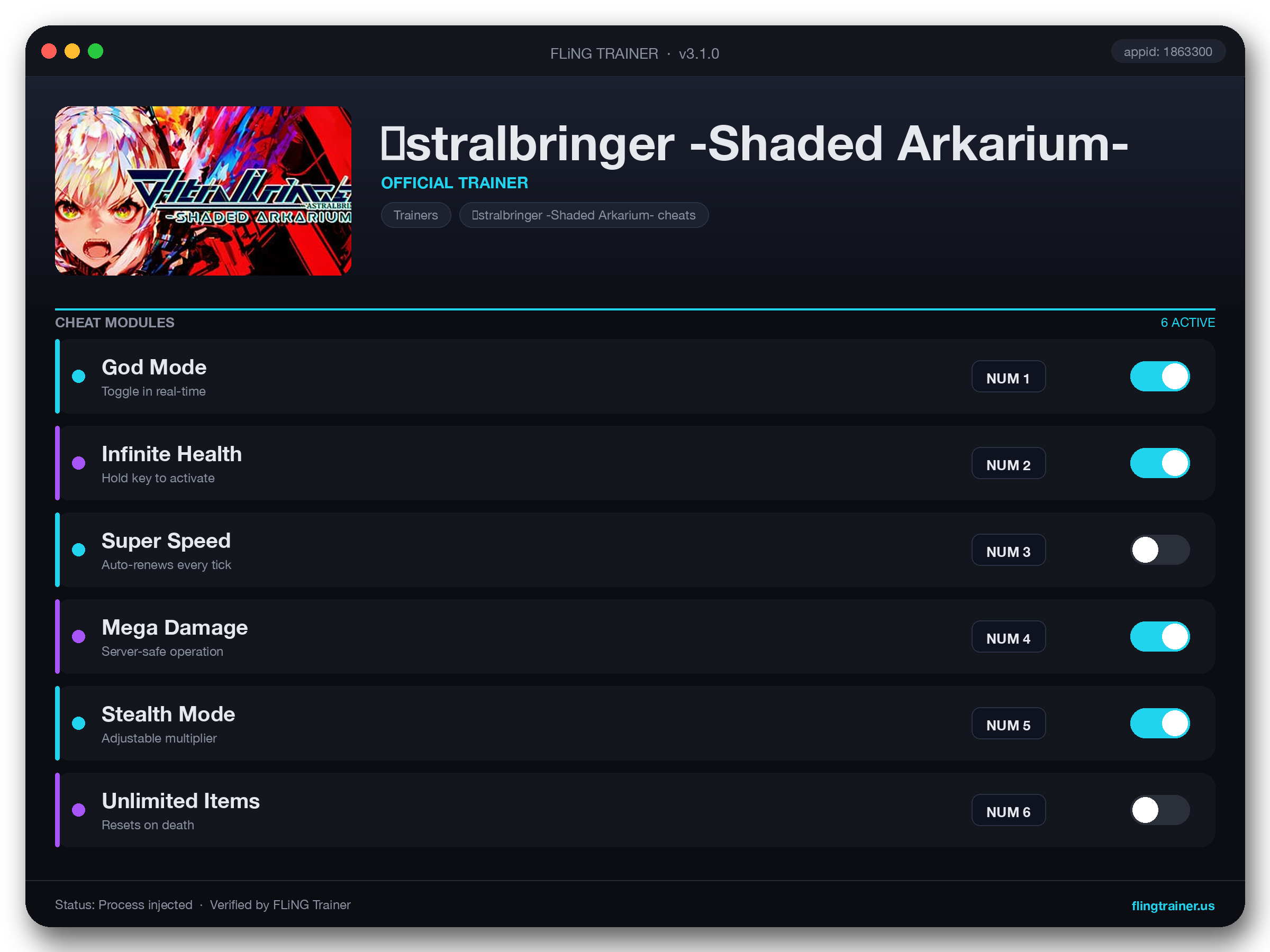 ∀stralbringer -Shaded Arkarium- Trainer interface
