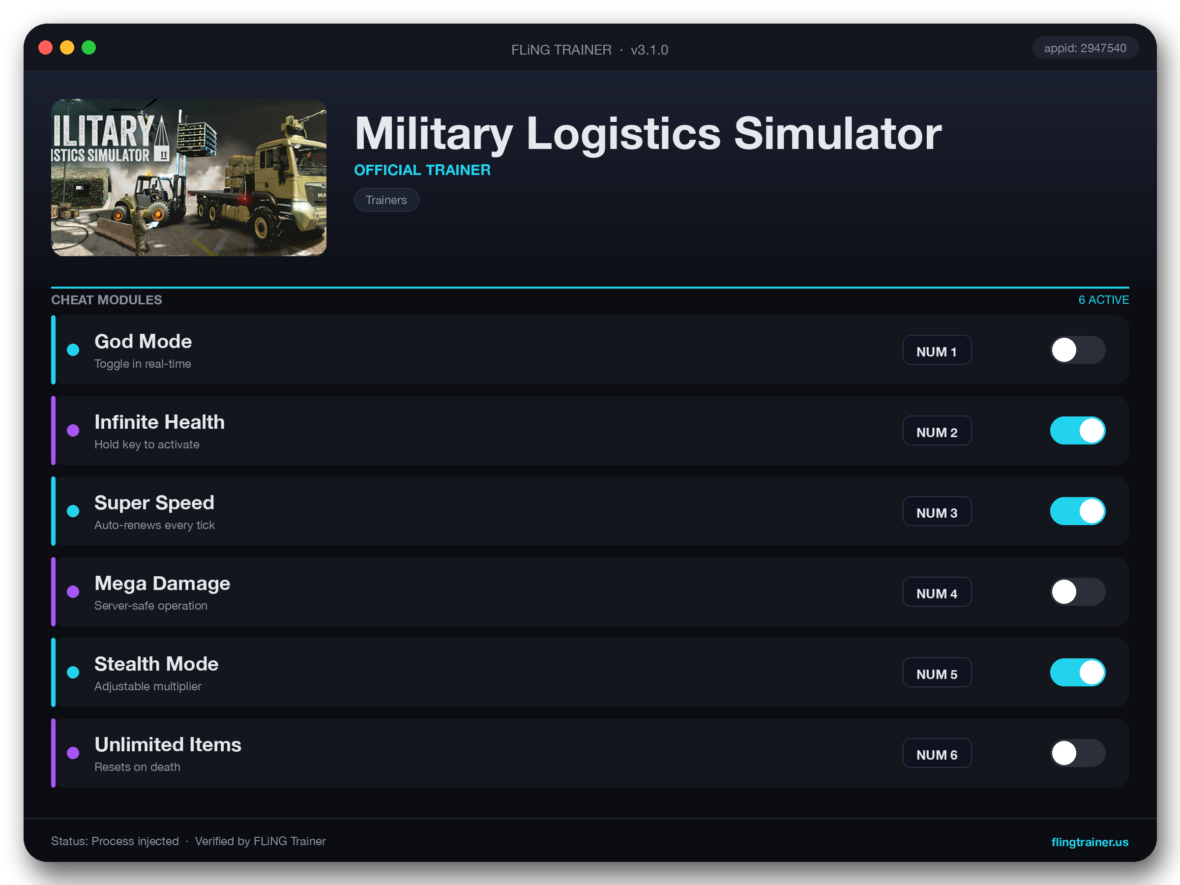 Military Logistics Simulator Trainer interface