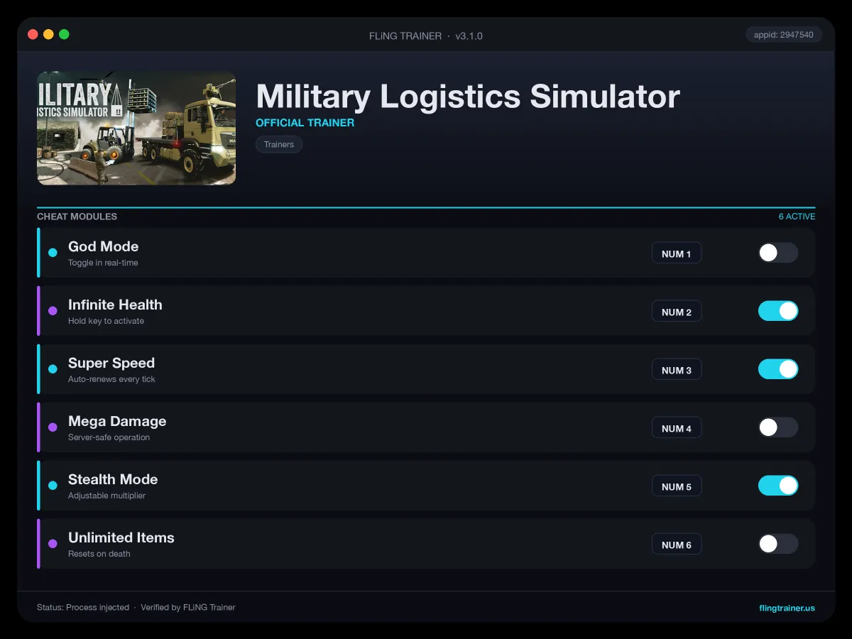 Military Logistics Simulator Trainer interface